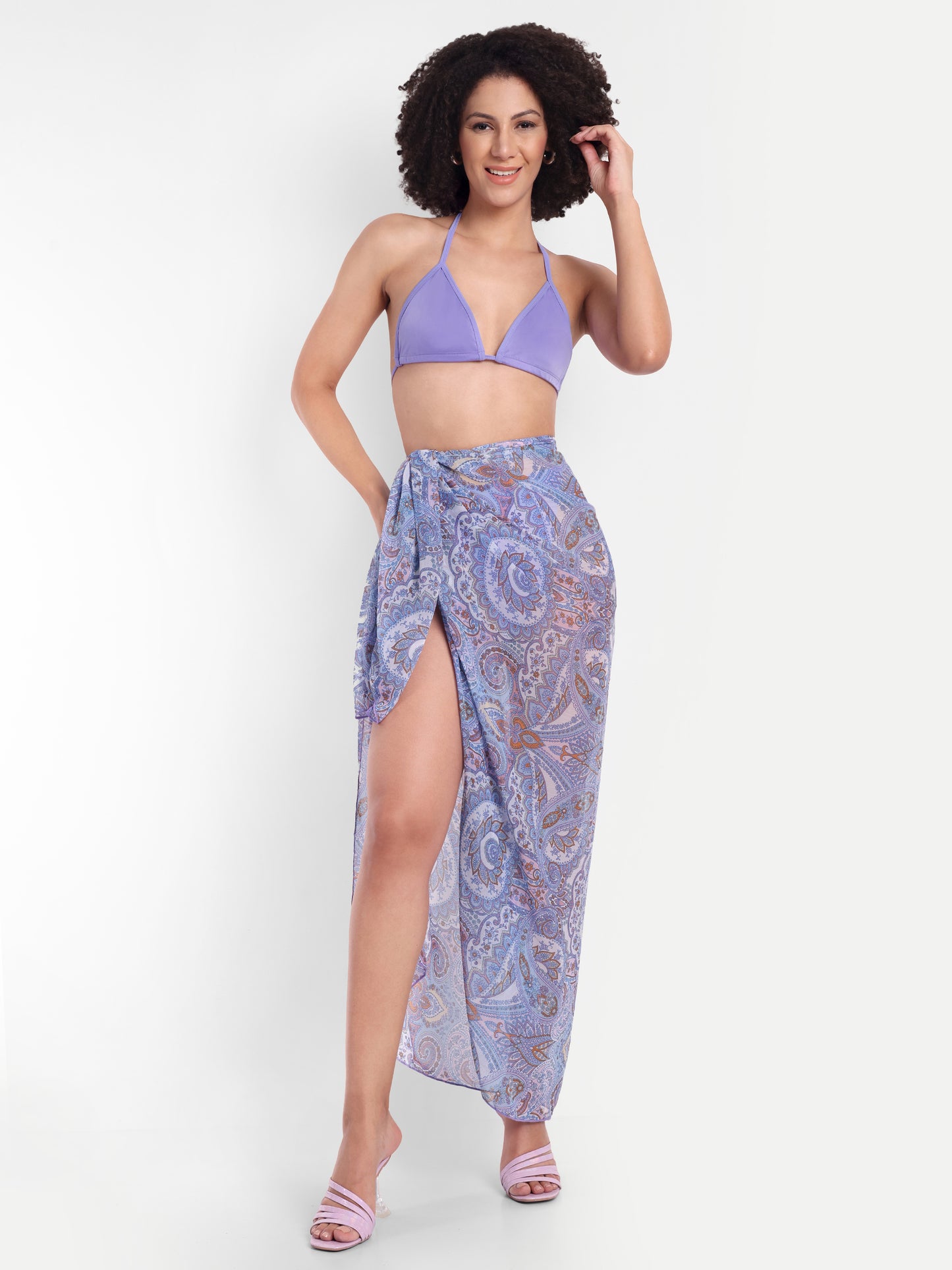 EMILY TIE UP BIKINI IN LILAC WITH SARONG