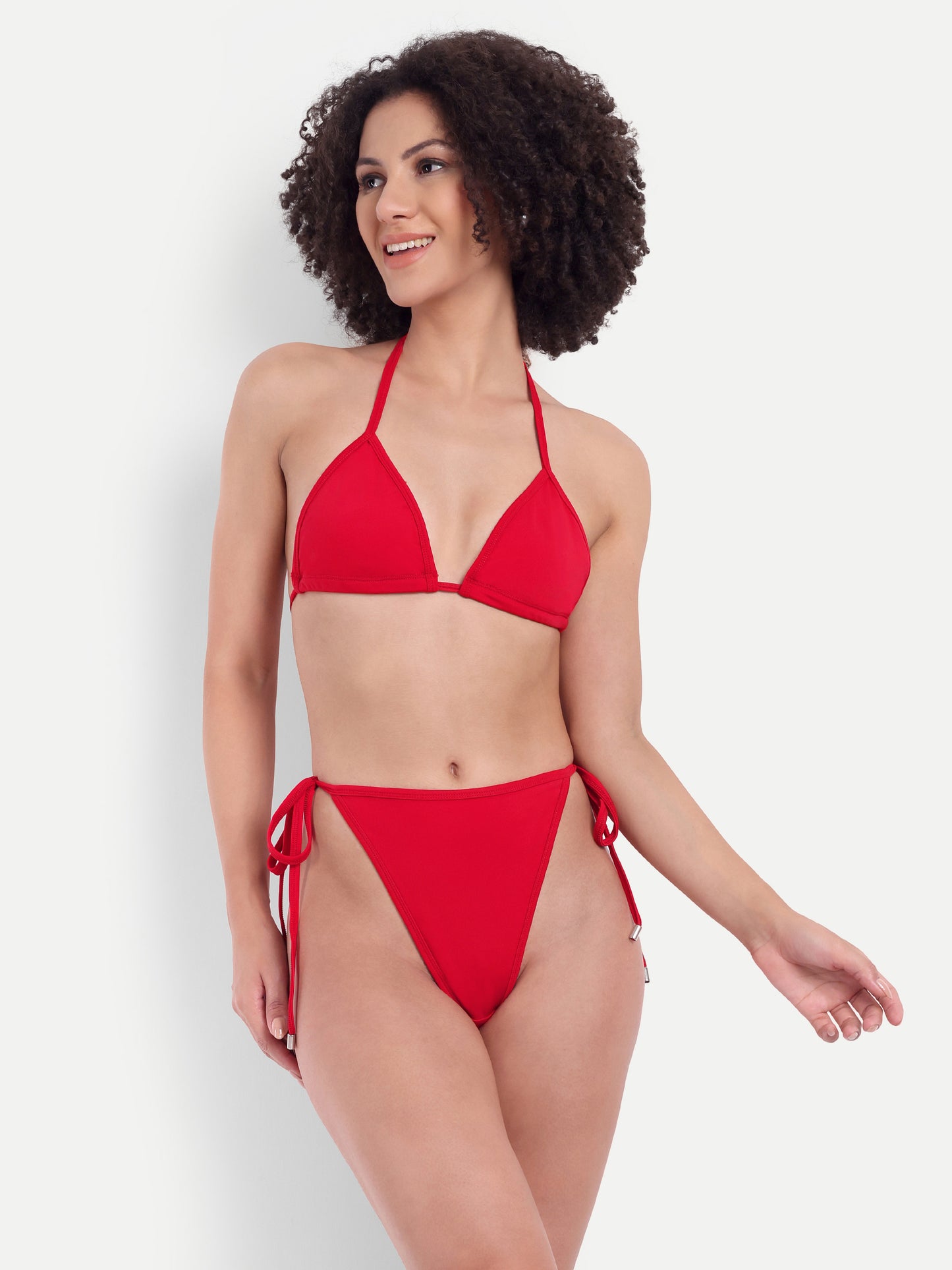 EMILY TIE UP BIKINI IN LAPIS RED WITH SARONG