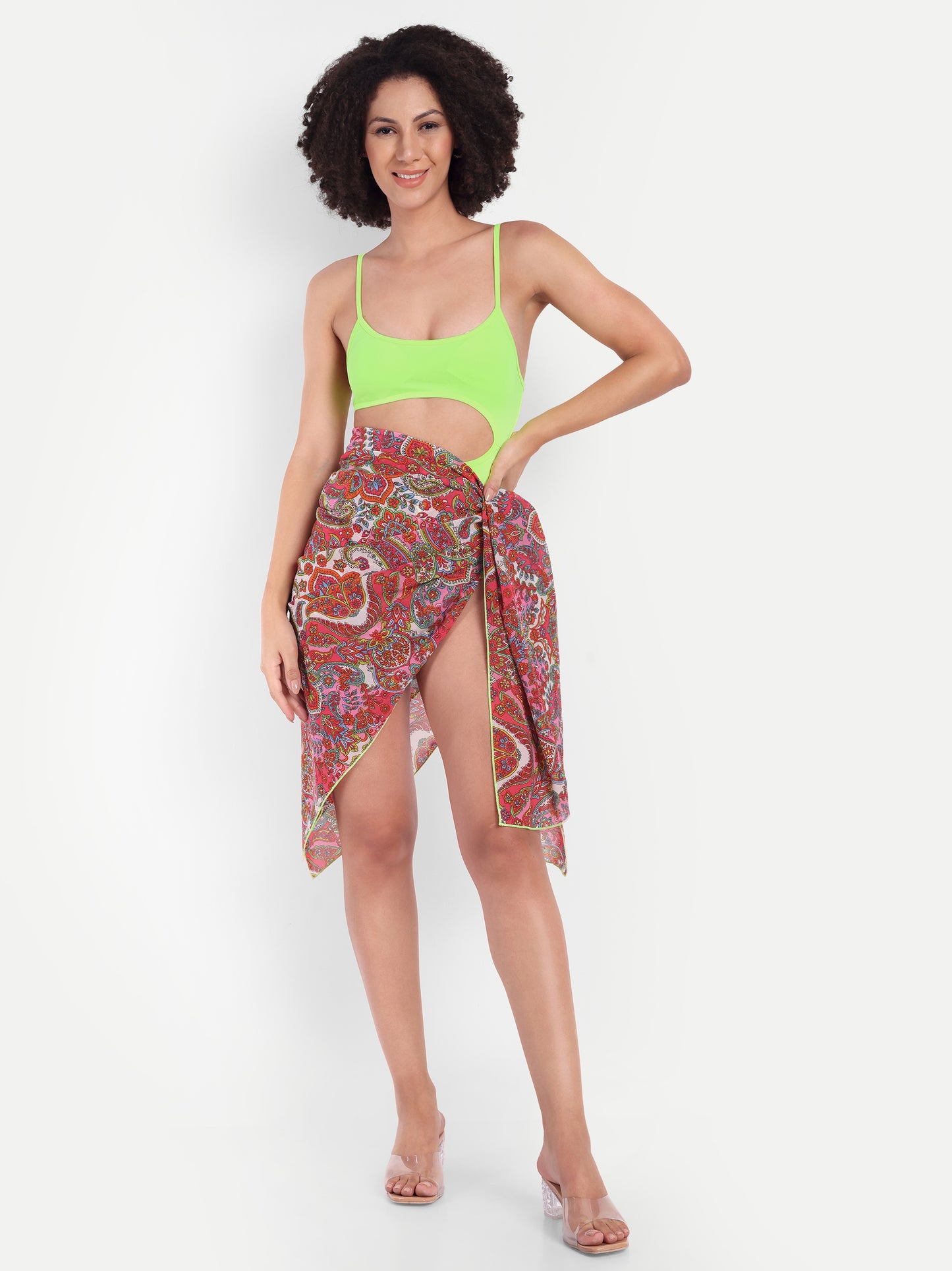 CINDY LIME  SWIMSUIT WITH SARONG