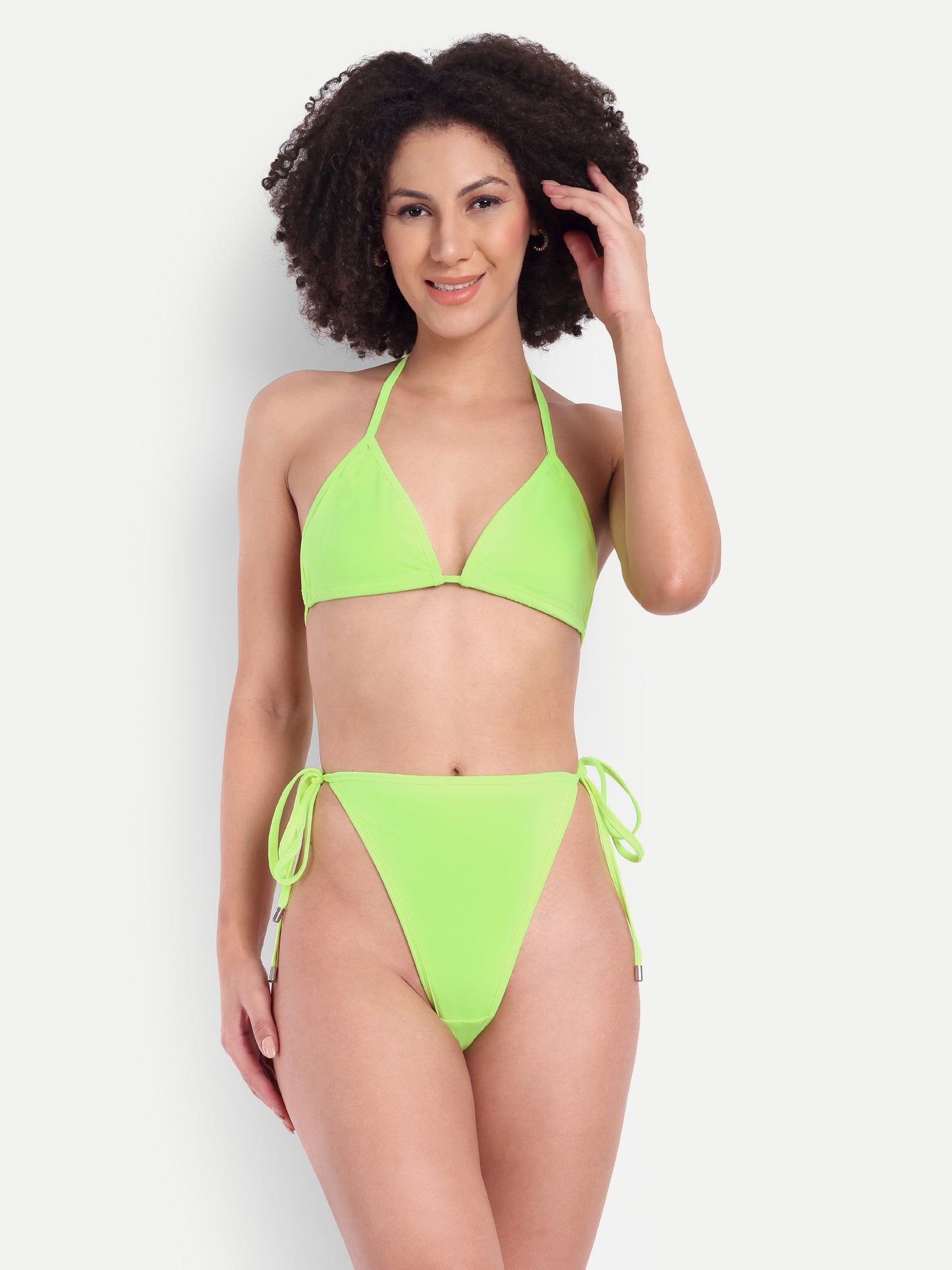 EMILY TIE UP BIKINI IN LIME WITH SARONG