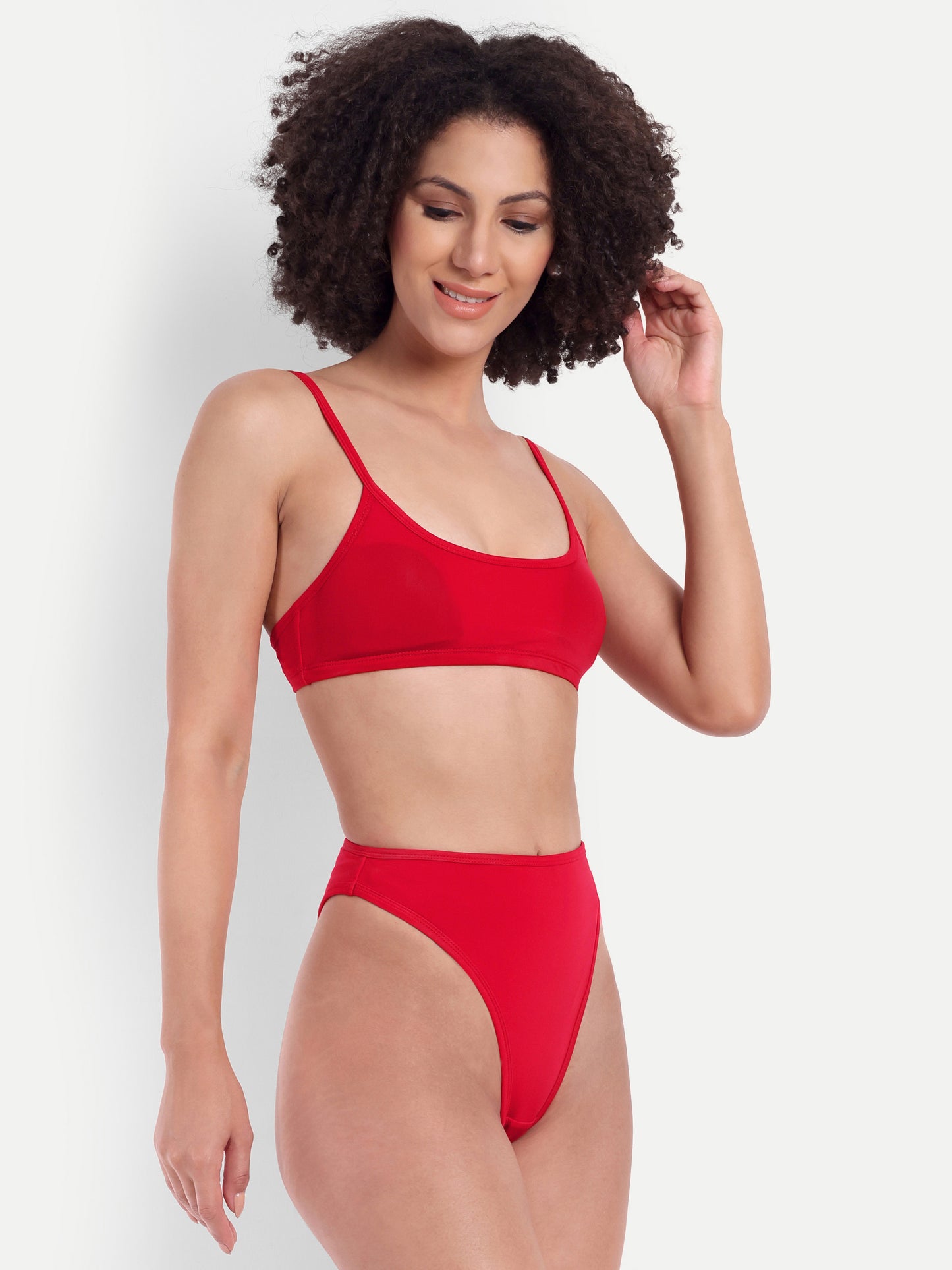 CHRISTY BIKINI SET IN SCARLET RED WITH SARONG