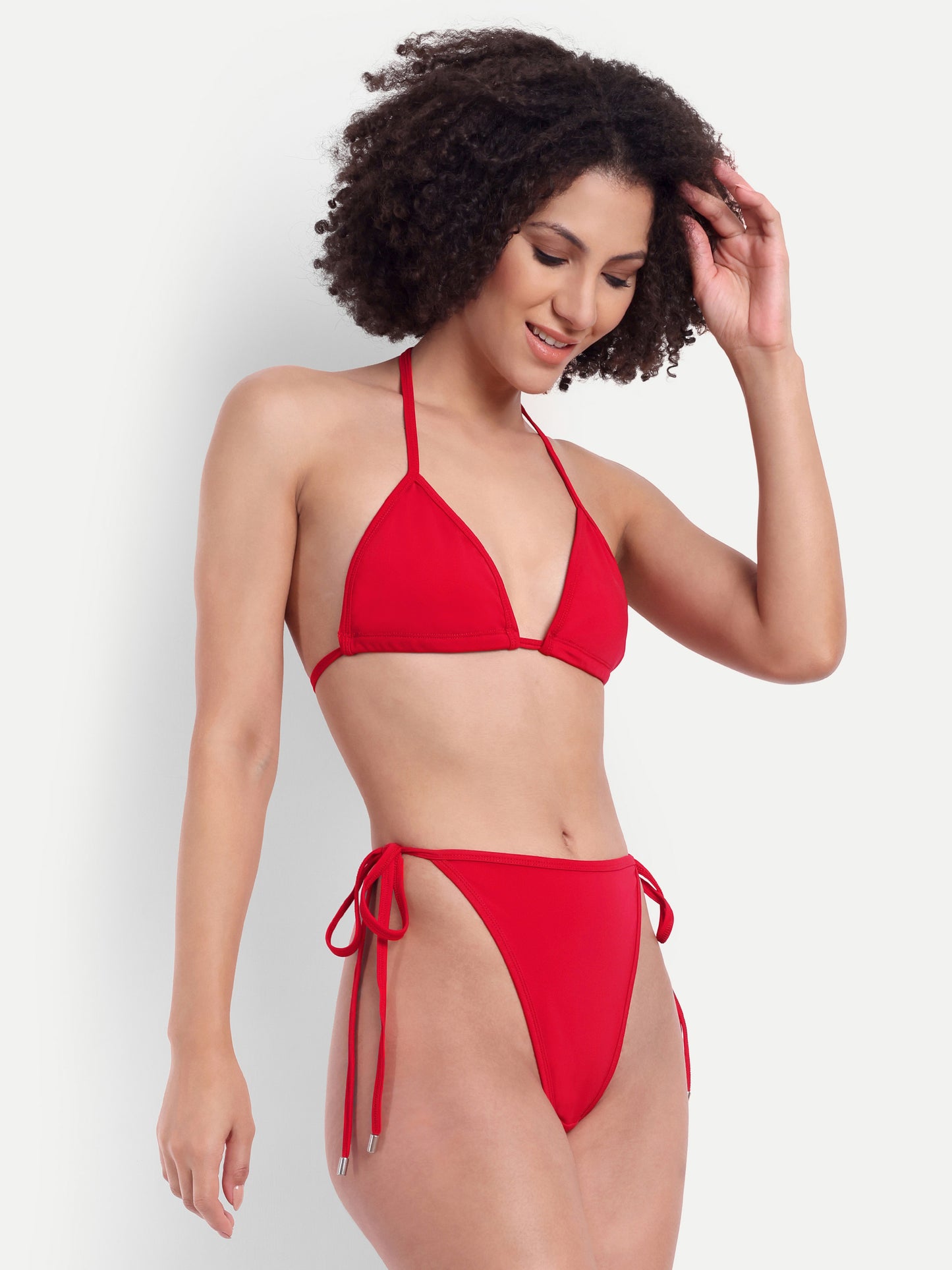 EMILY TIE UP BIKINI IN LAPIS RED WITH SARONG