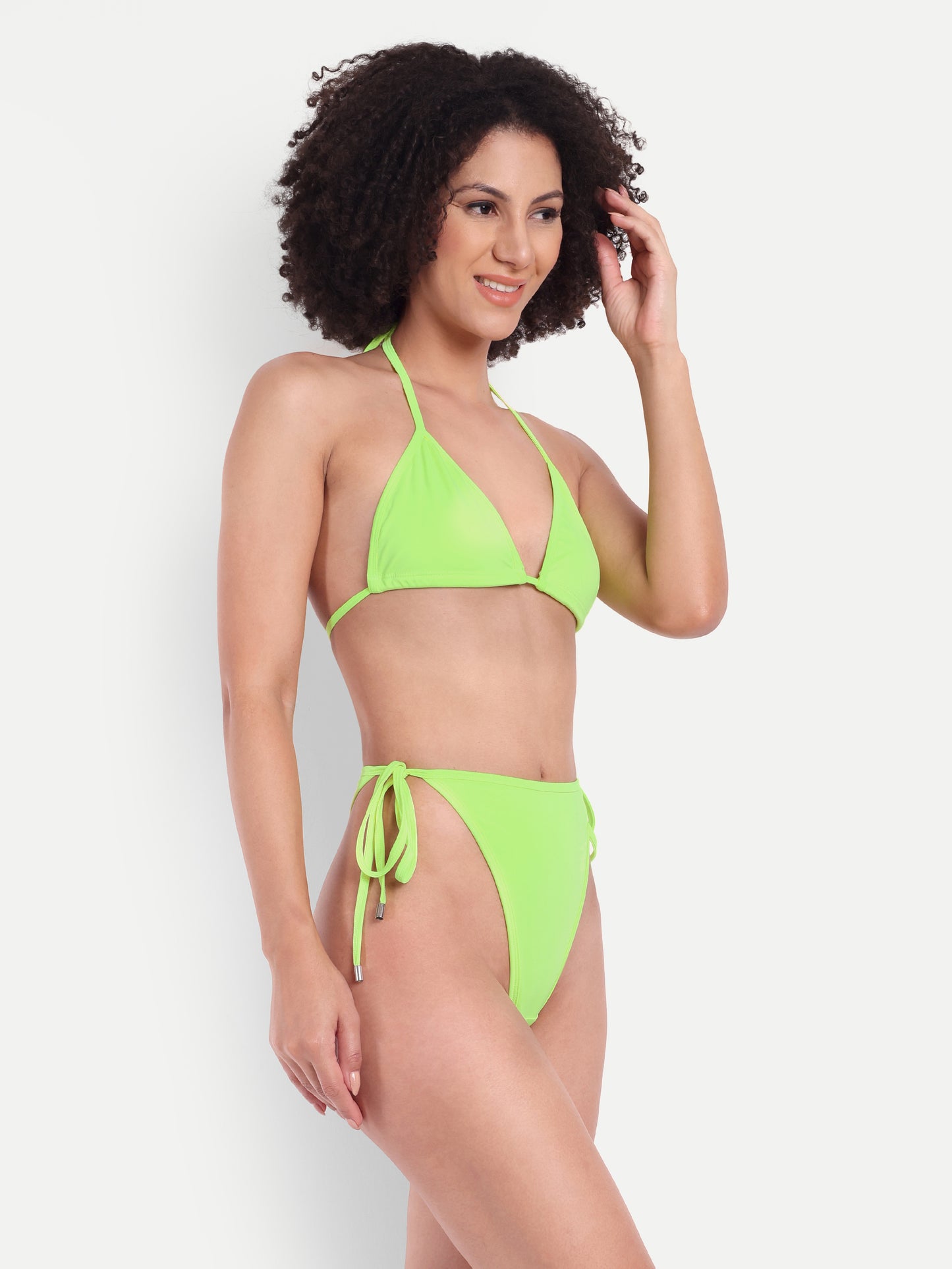 EMILY TIE UP BIKINI IN LIME WITH SARONG