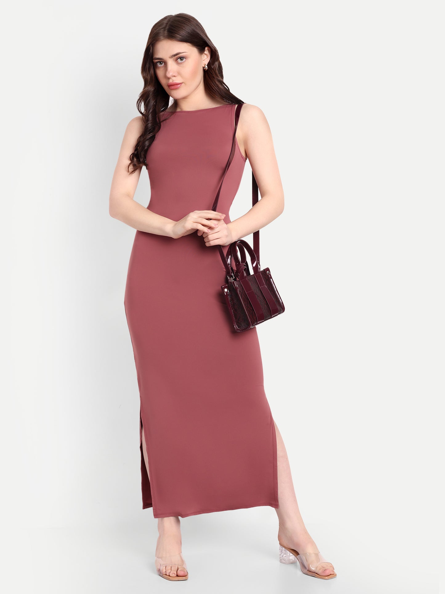 LUNA LOUNGE DRESS IN PINK ROSE