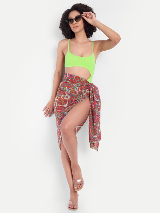 CINDY LIME  SWIMSUIT WITH SARONG