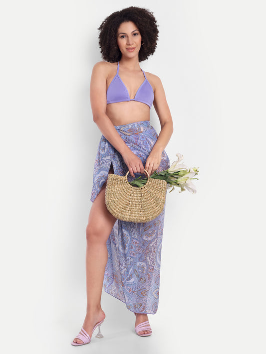 EMILY TIE UP BIKINI IN LILAC WITH SARONG