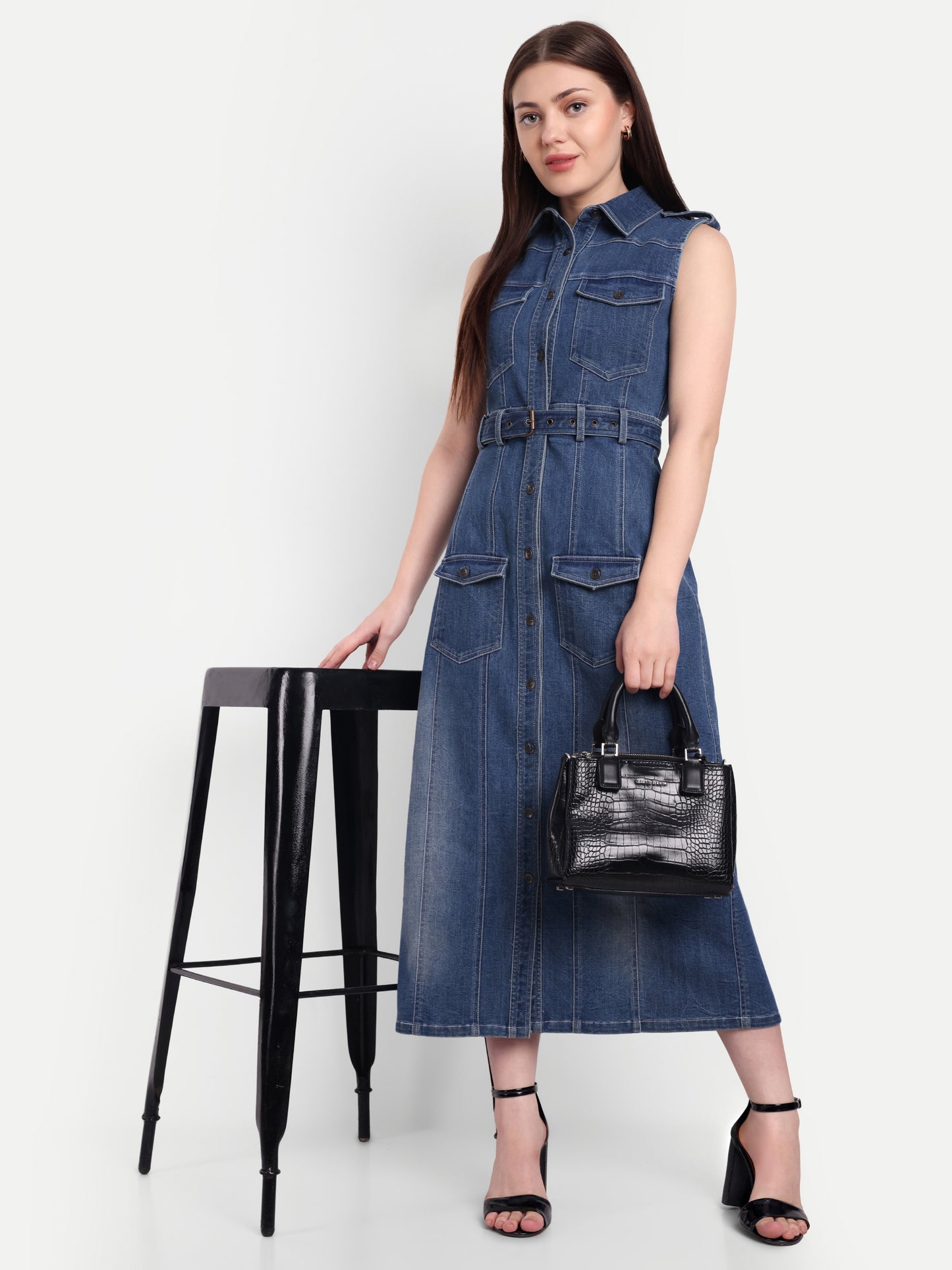 AUDREY DENIM LONG DRESS