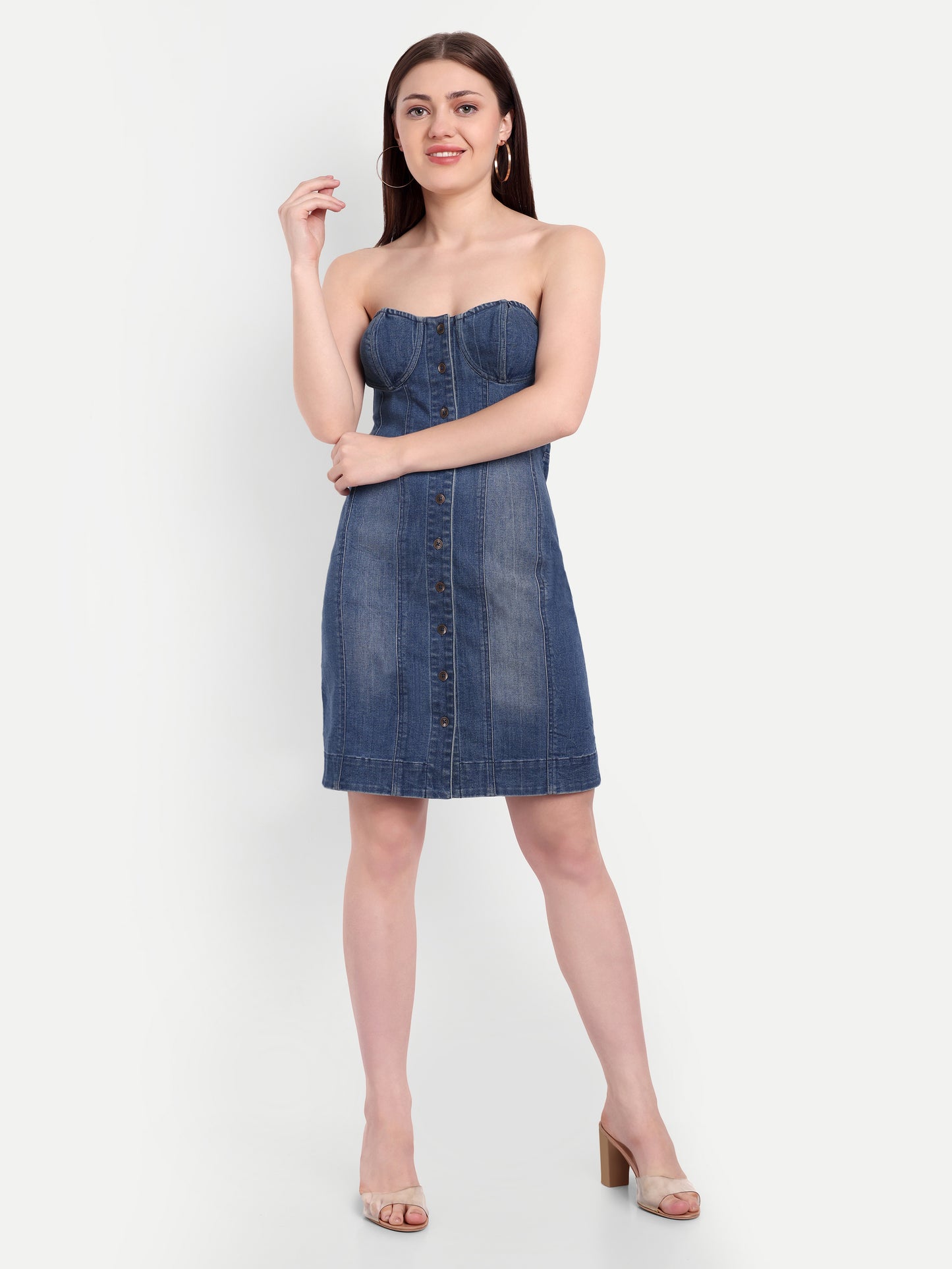 TRIXIE DENIM BUSTIER DRESS