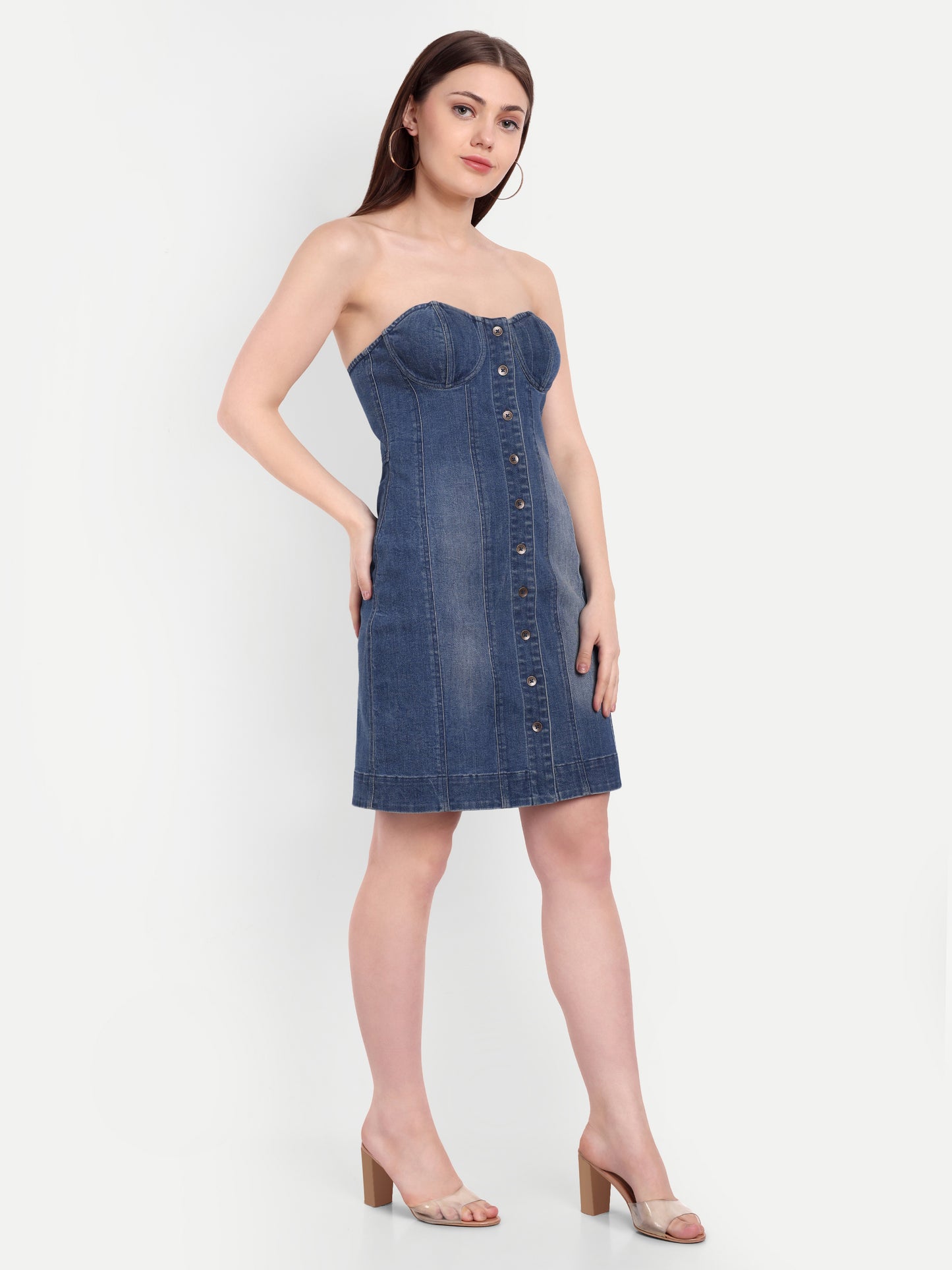 TRIXIE DENIM BUSTIER DRESS