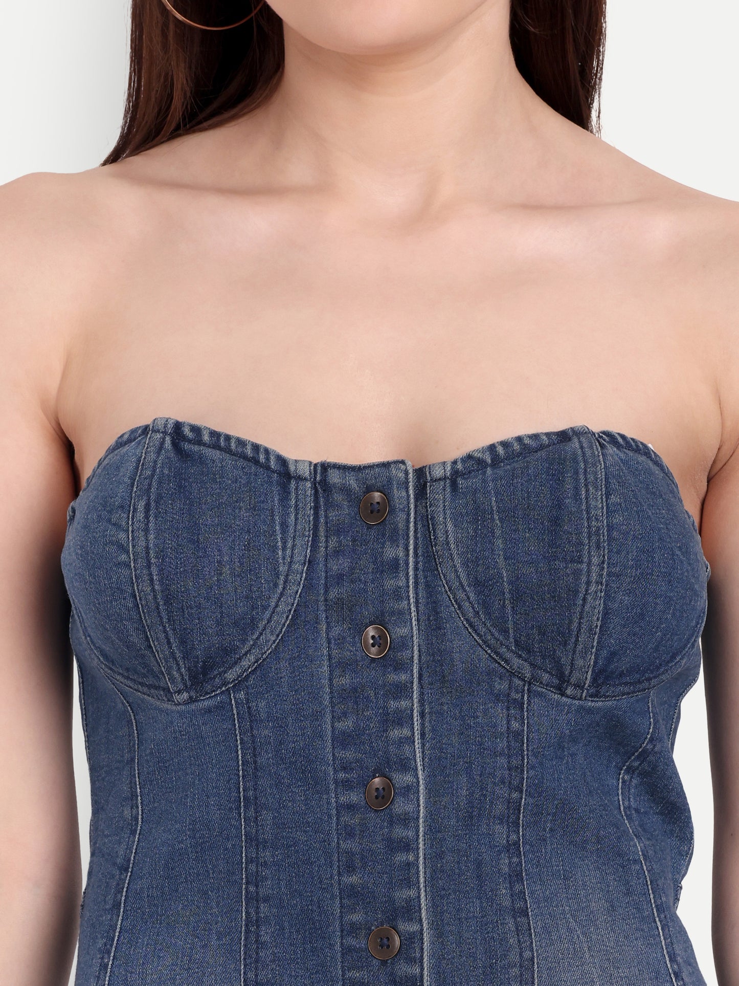 TRIXIE DENIM BUSTIER DRESS