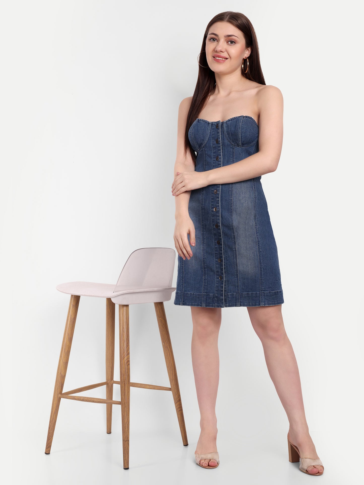 TRIXIE DENIM BUSTIER DRESS