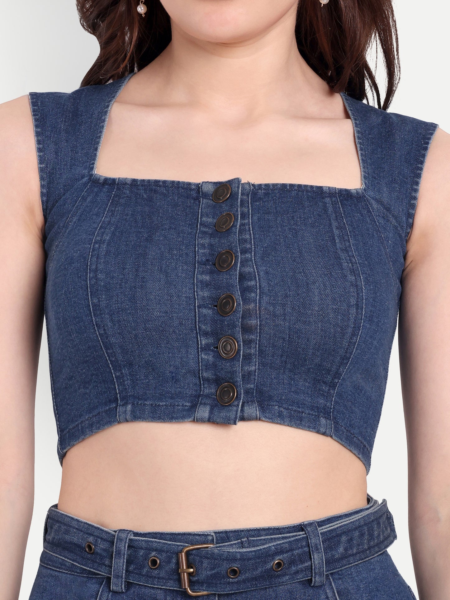 BELLA DENIM CROP TOP