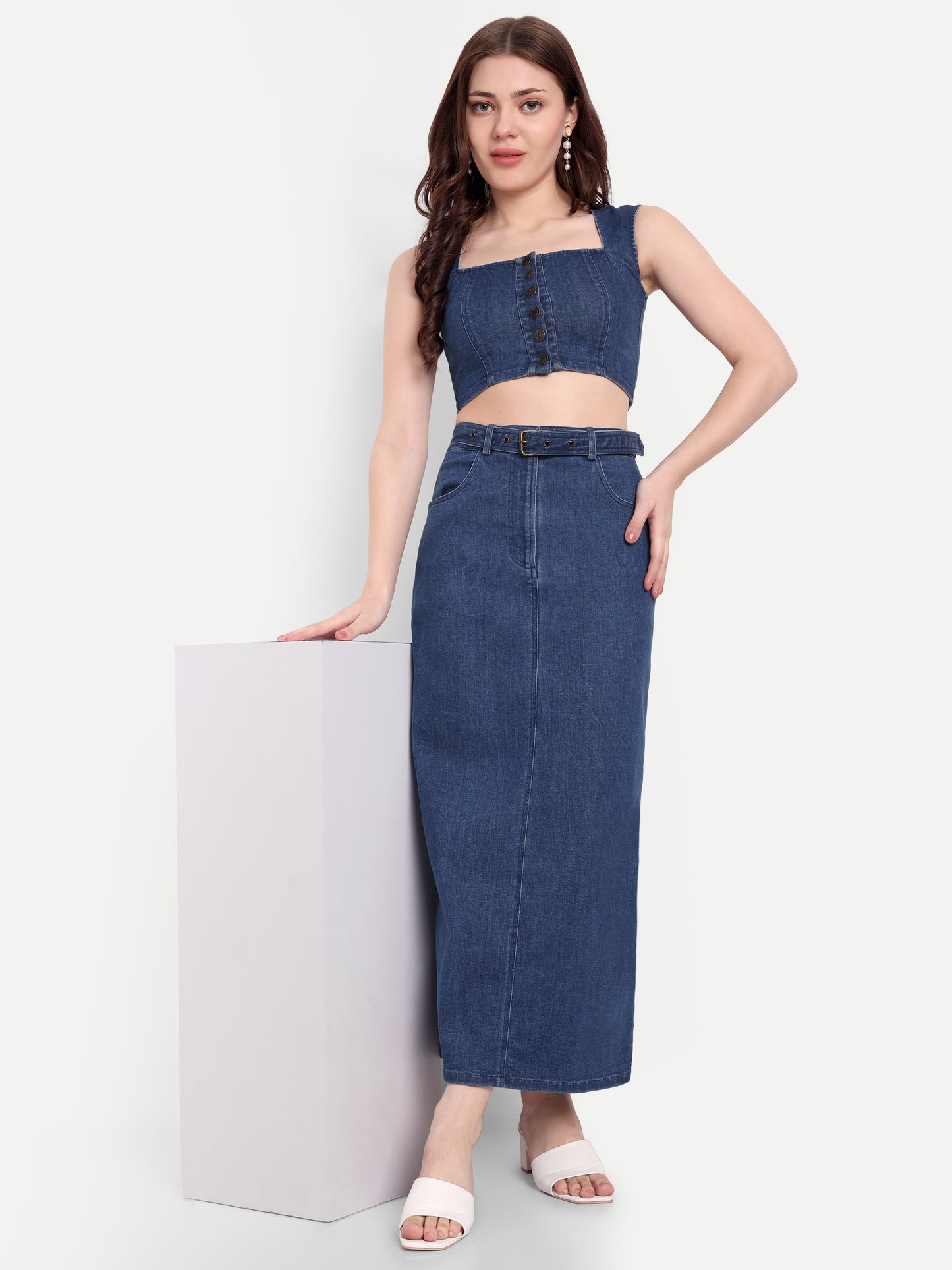 BELLA DENIM CROP TOP