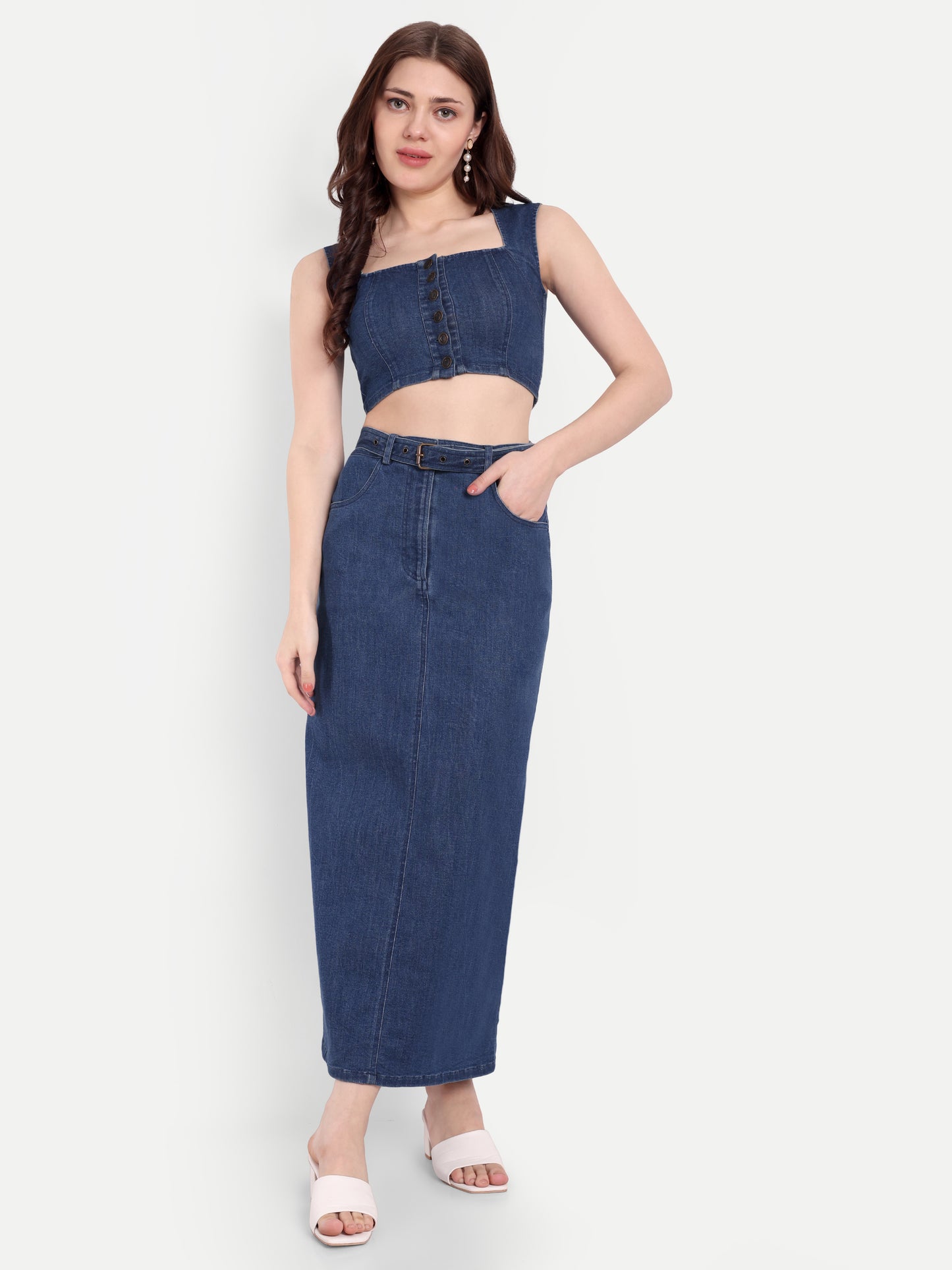 BELLA DENIM CROP TOP