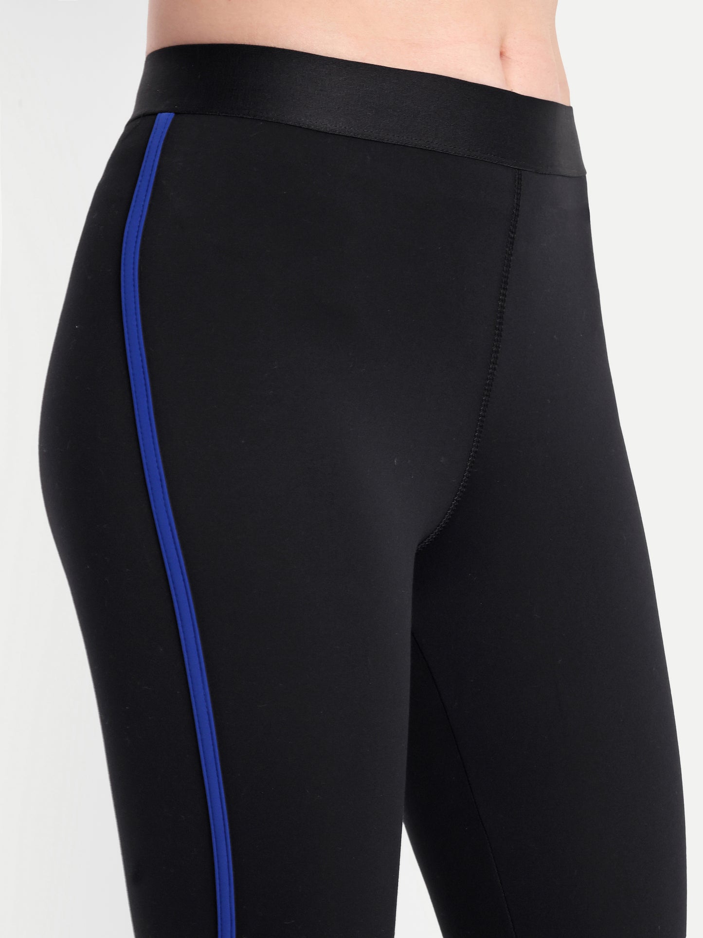 NAOMI LAPIS ACCENT HIGH WAISTED BLACK LEGGINGS