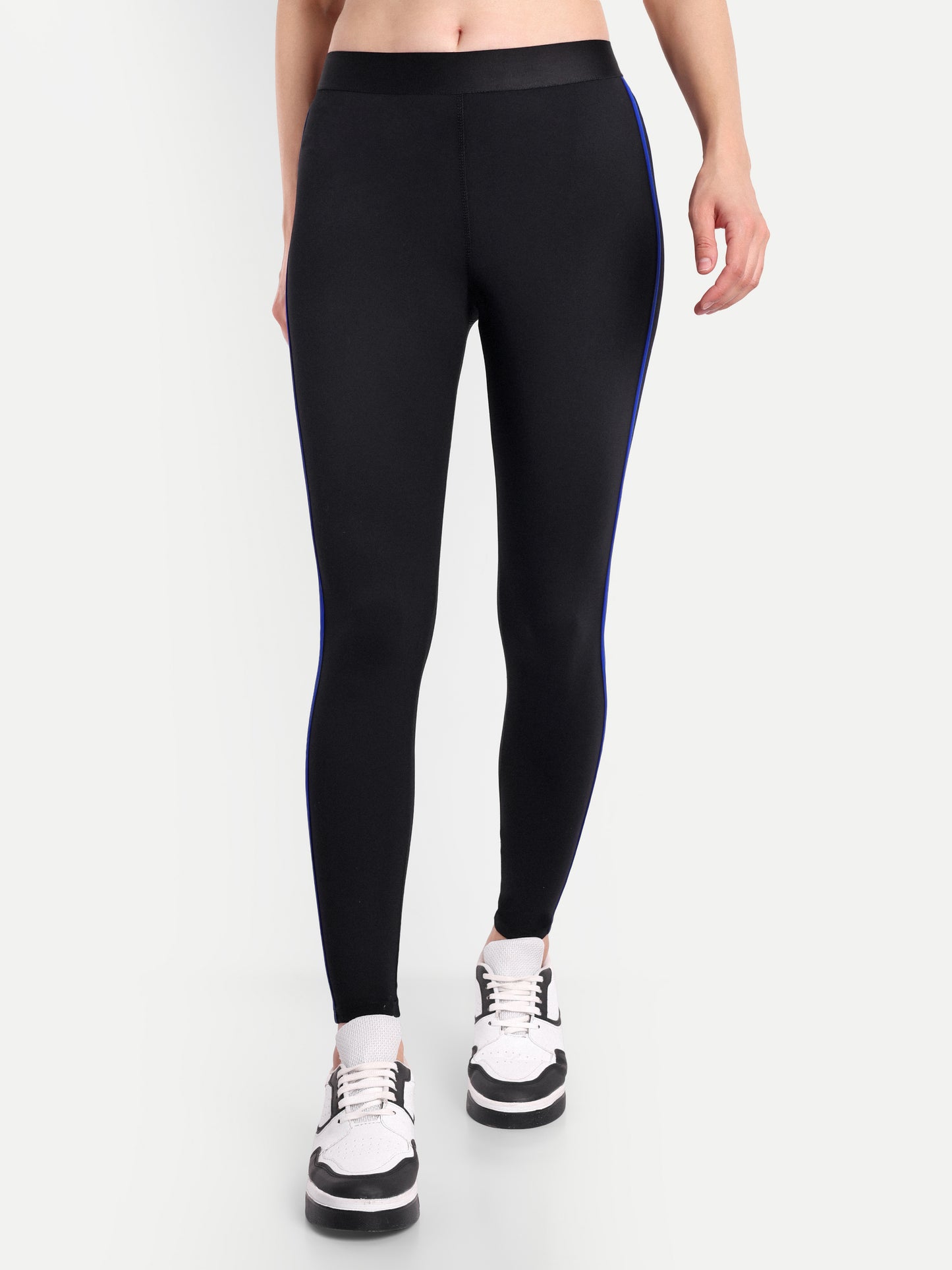 NAOMI LAPIS ACCENT HIGH WAISTED BLACK LEGGINGS