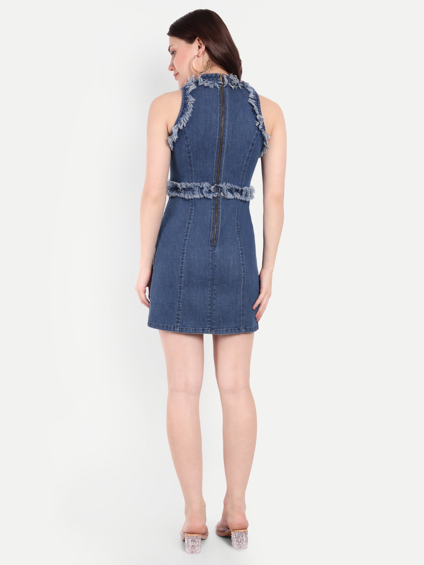 DIANA DENIM FRINGED DRESS