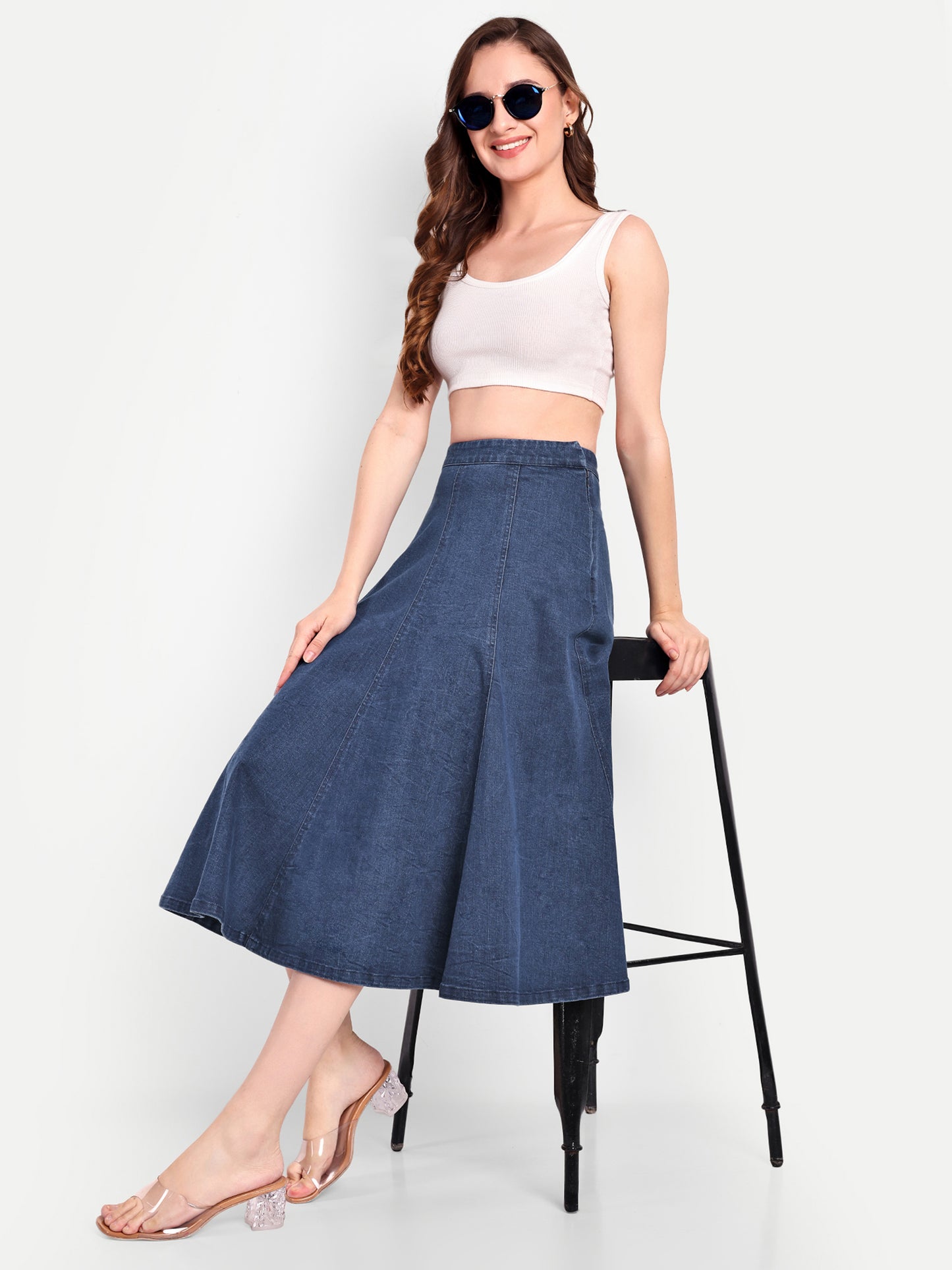 MADISON DENIM FLARED SKIRT