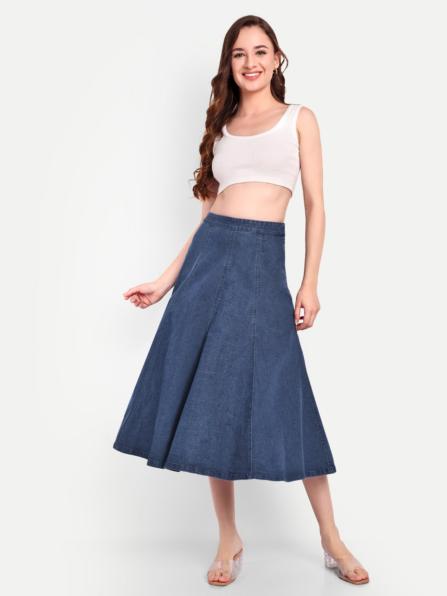 MADISON DENIM FLARED SKIRT