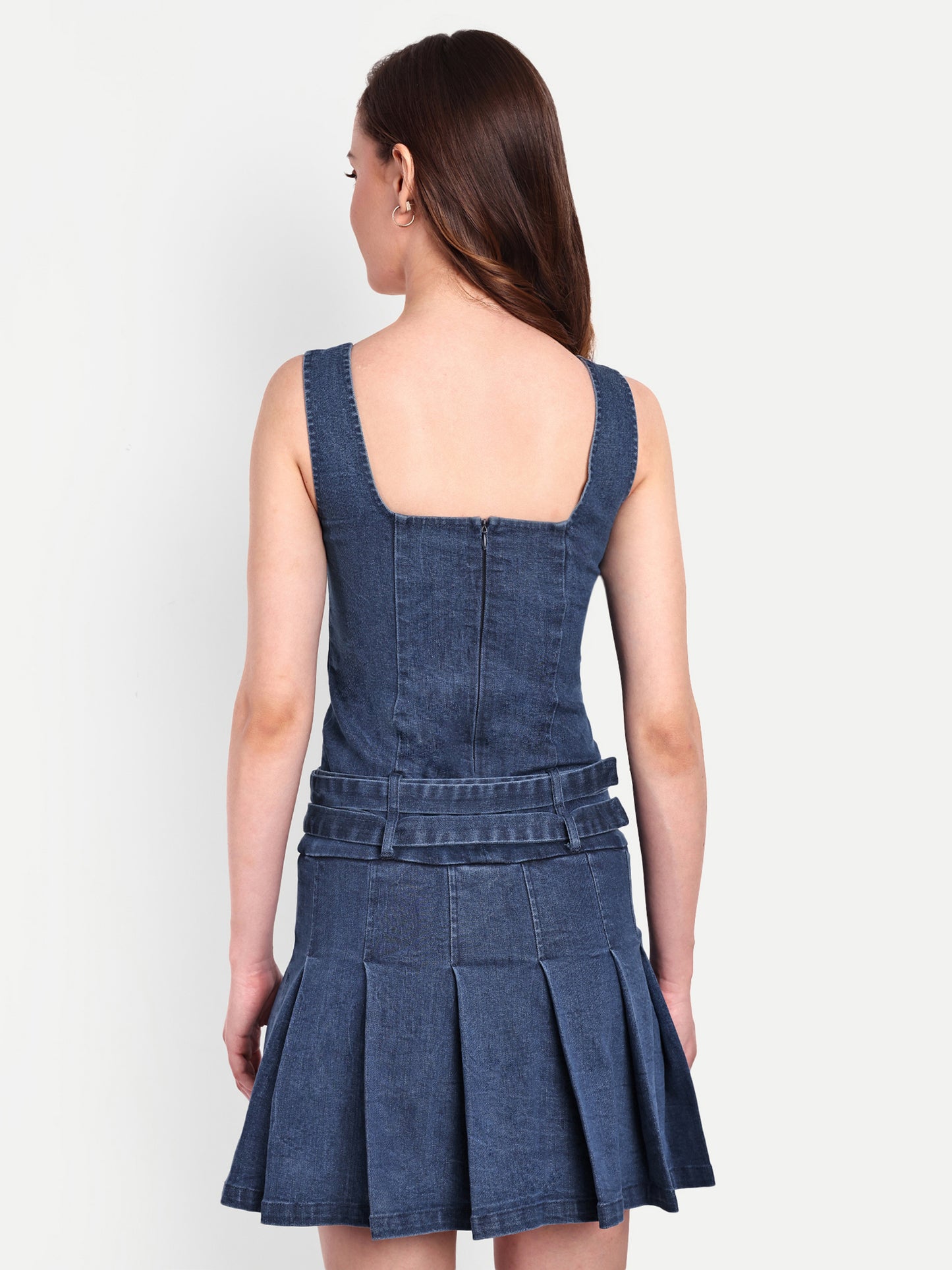 MARYLIN PLEATED DENIM DRESS