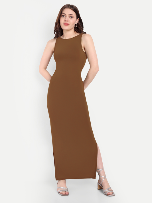 LUNA LOUNGE DRESS IN CHOCOLATE BROWN