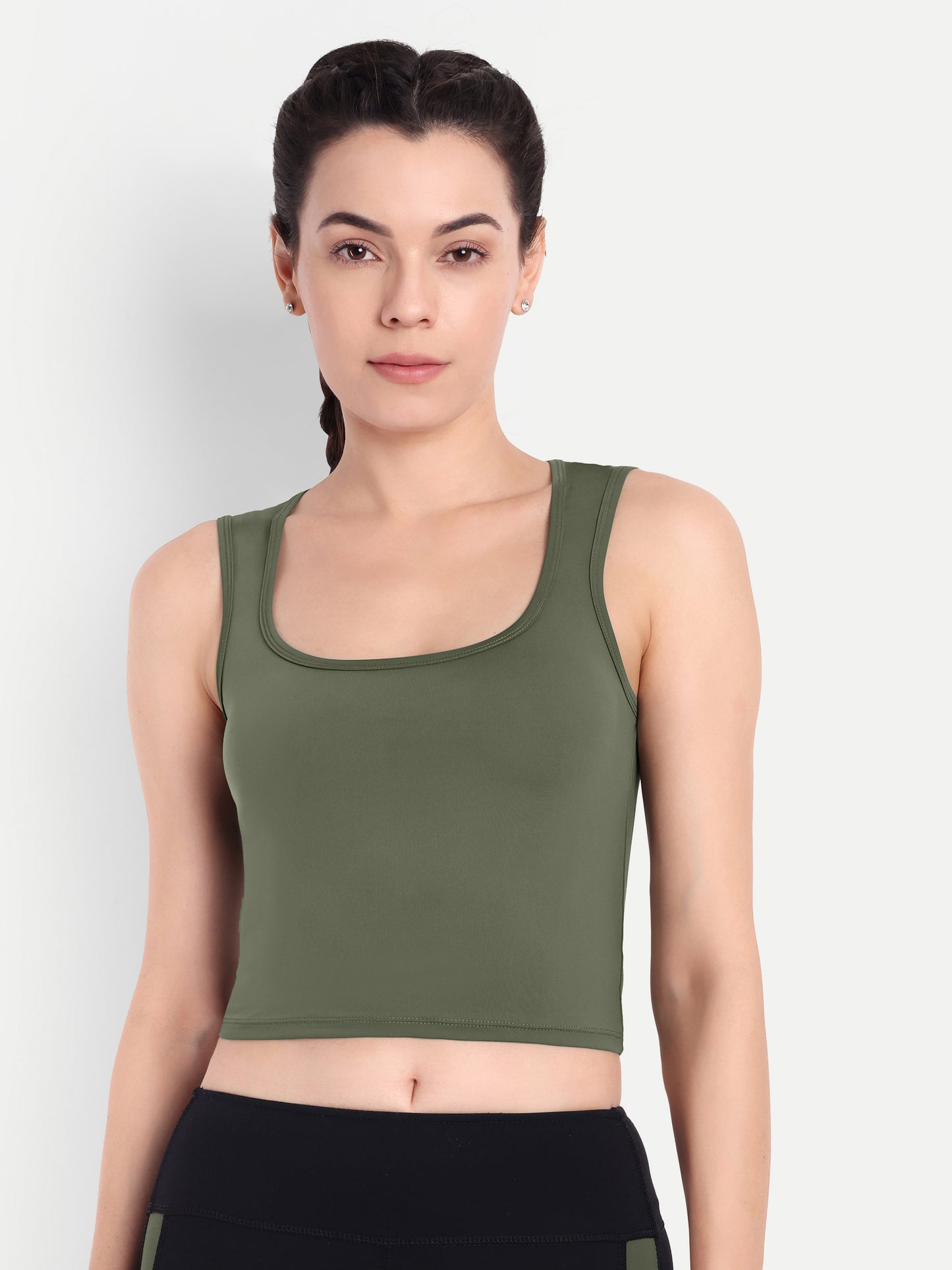 FLEUR CROP TOP IN OLIVE GREEN