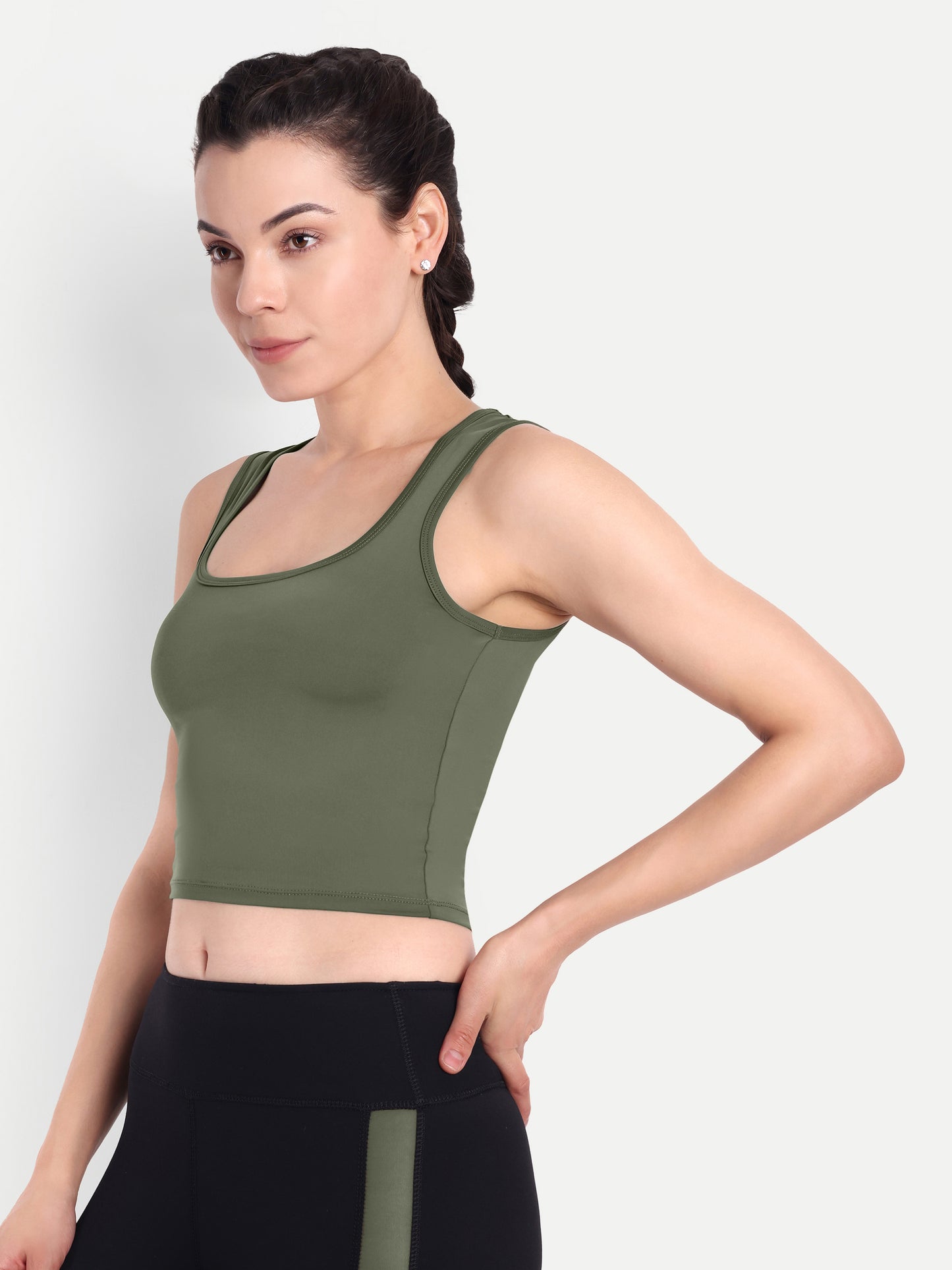 FLEUR CROP TOP IN OLIVE GREEN