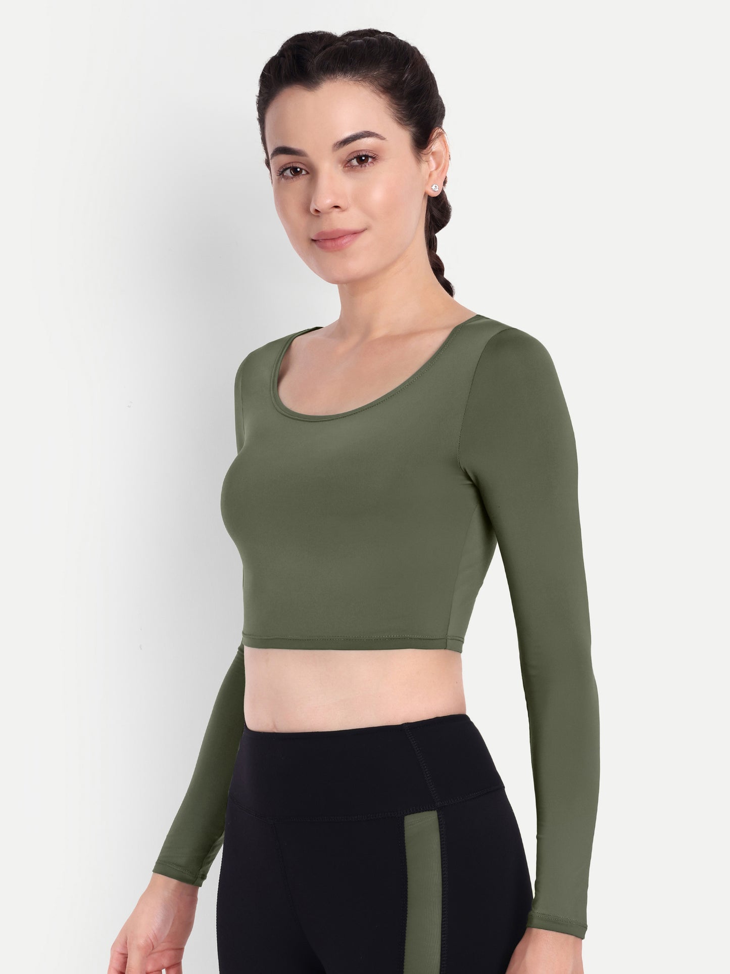 BLAKE CROP TOP IN OLIVE GREEN