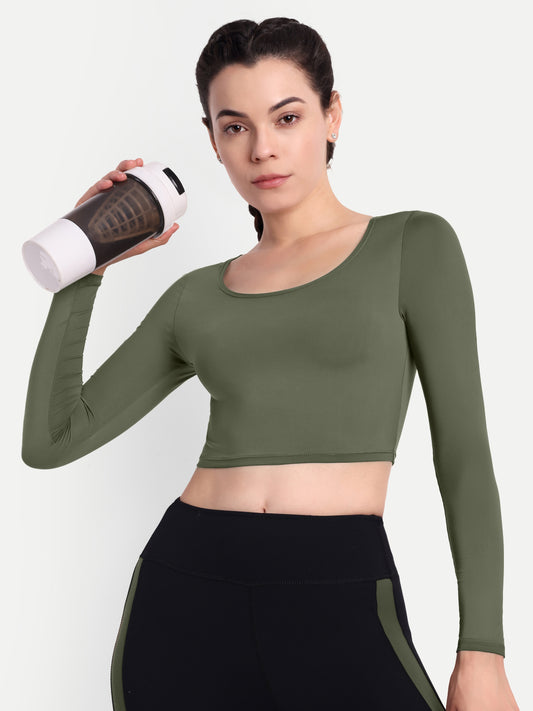 BLAKE CROP TOP IN OLIVE GREEN