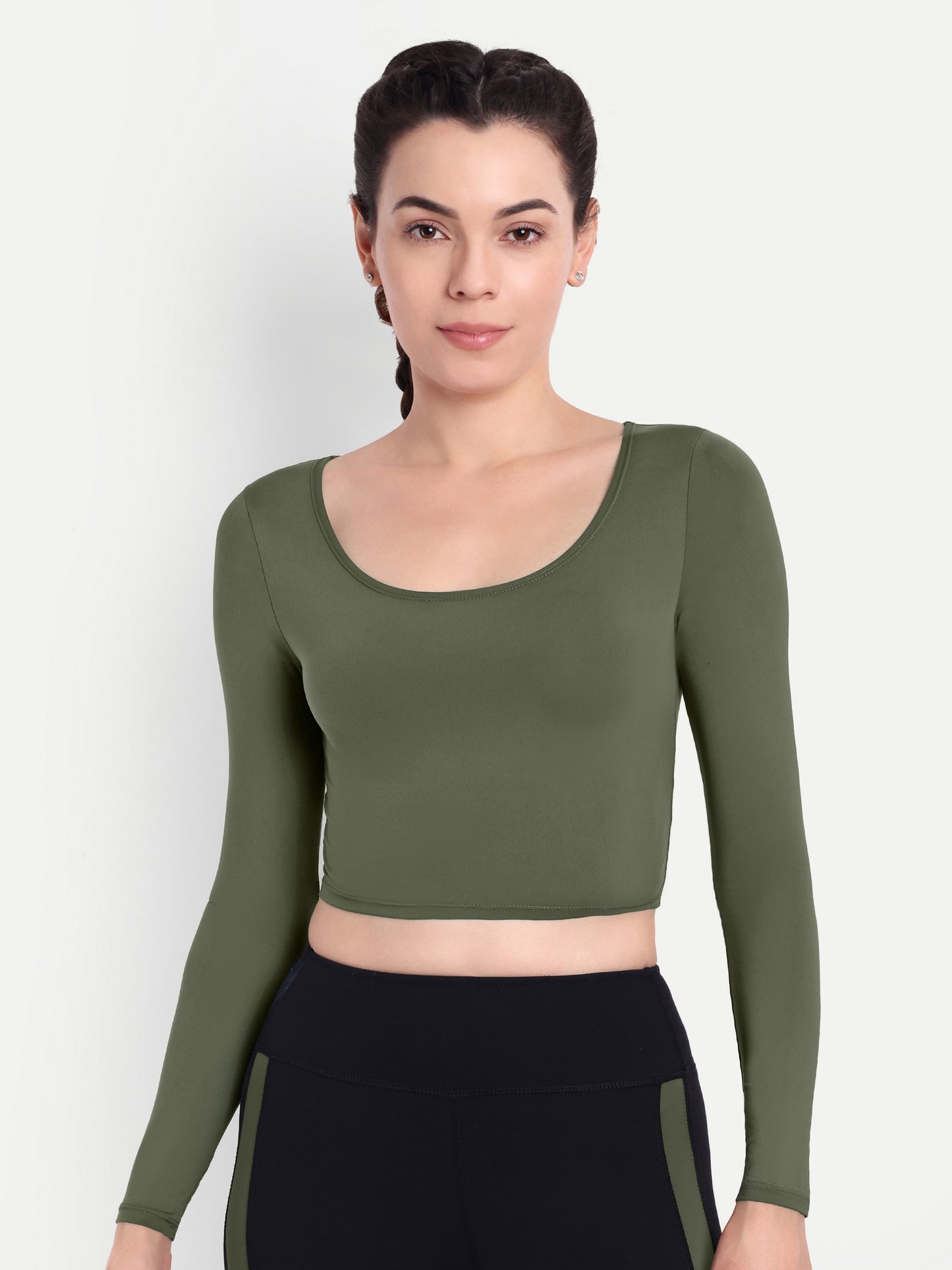 BLAKE CROP TOP IN OLIVE GREEN