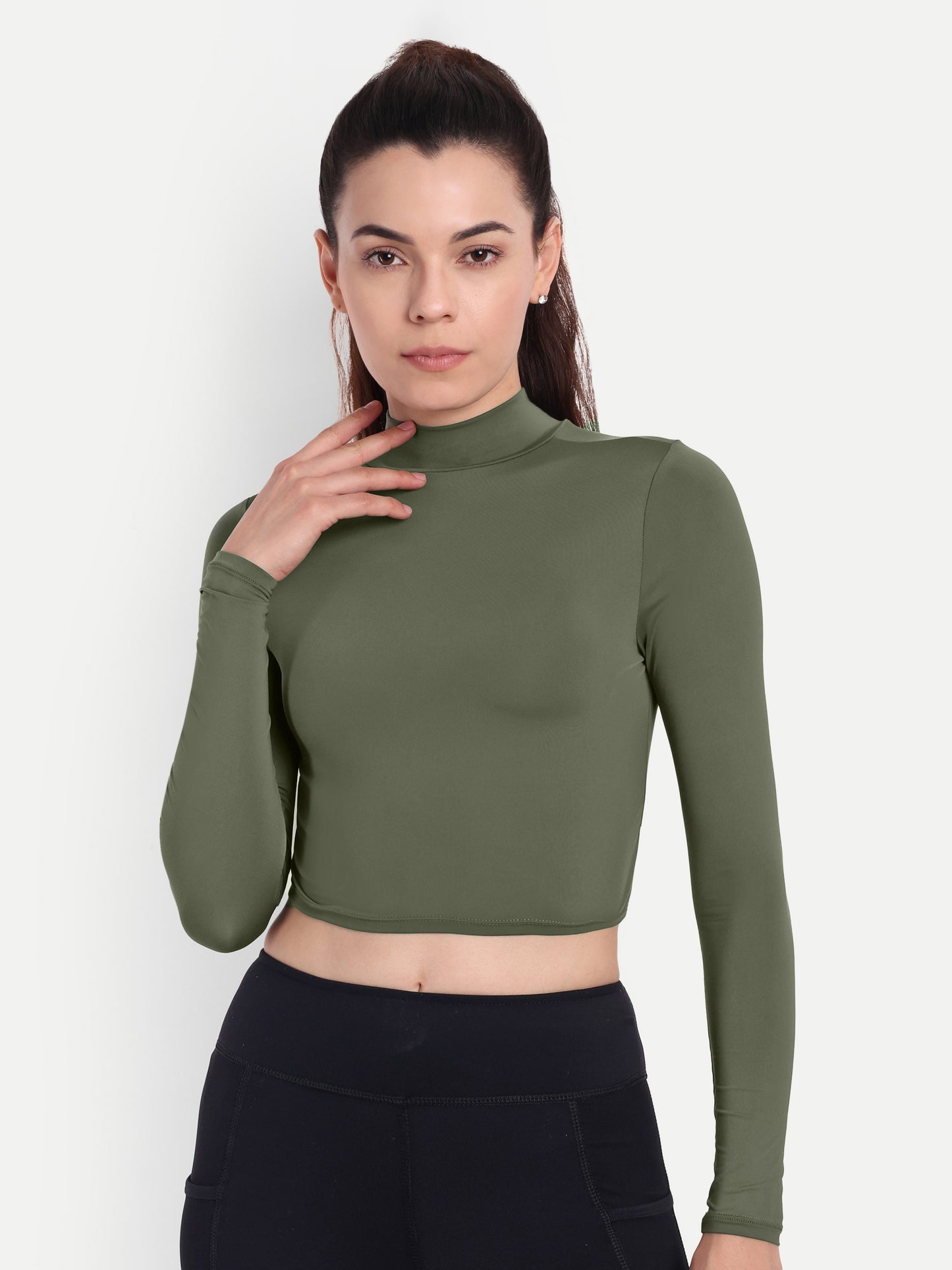 ELLE CROP TOP IN OLIVE GREEN