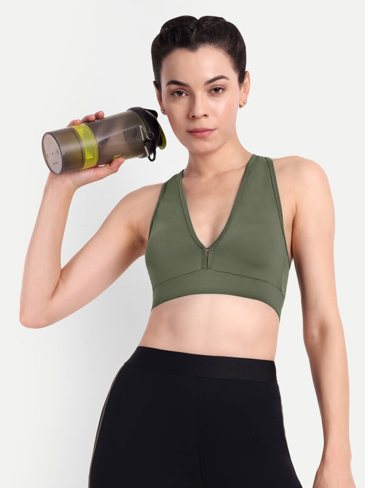 NATALIA SPORTS BRA IN OLIVE GREEN