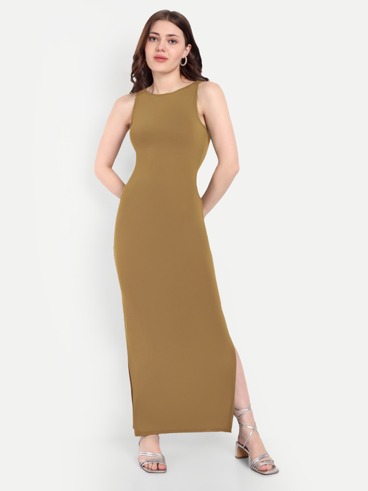 LUNA LOUNGE DRESS IN CHOCOLATE BROWN