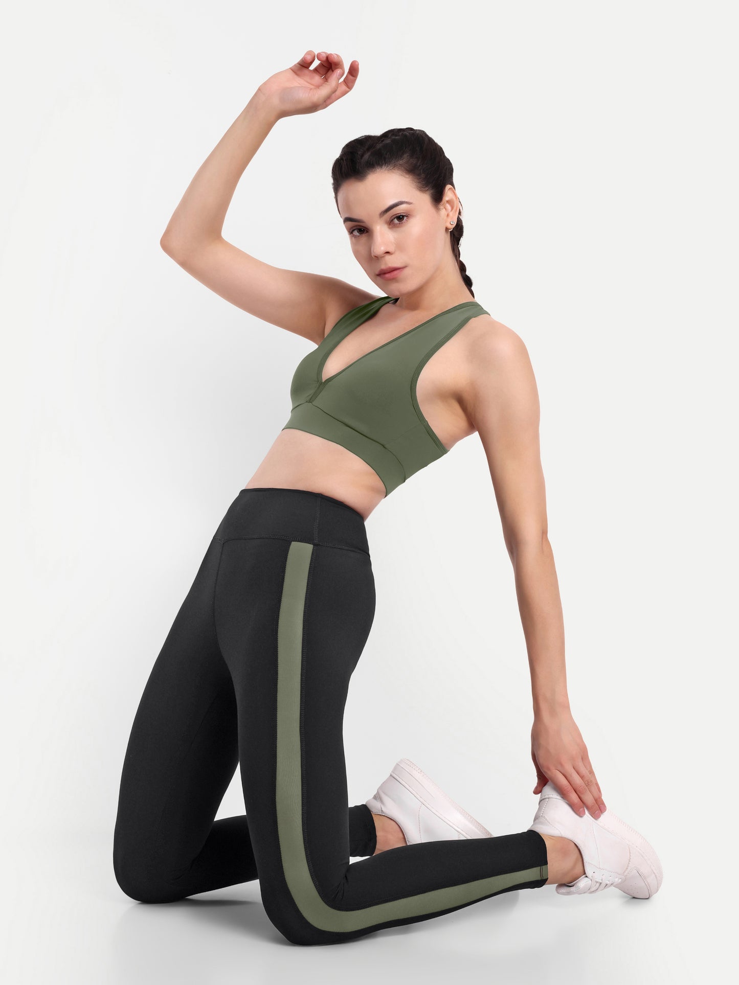 MARIA OLIVE ACCENT HIGH WAISTED BLACK LEGGINGS