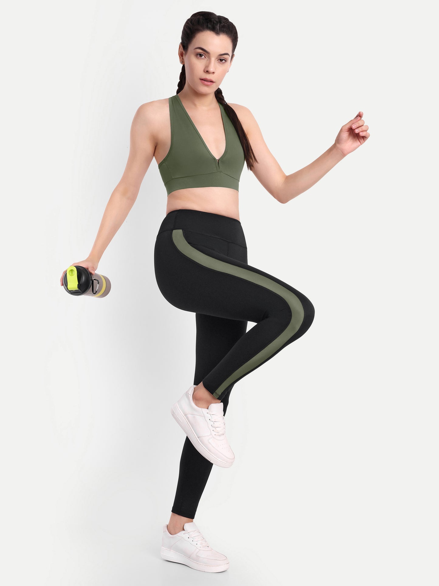 MARIA OLIVE ACCENT HIGH WAISTED BLACK LEGGINGS