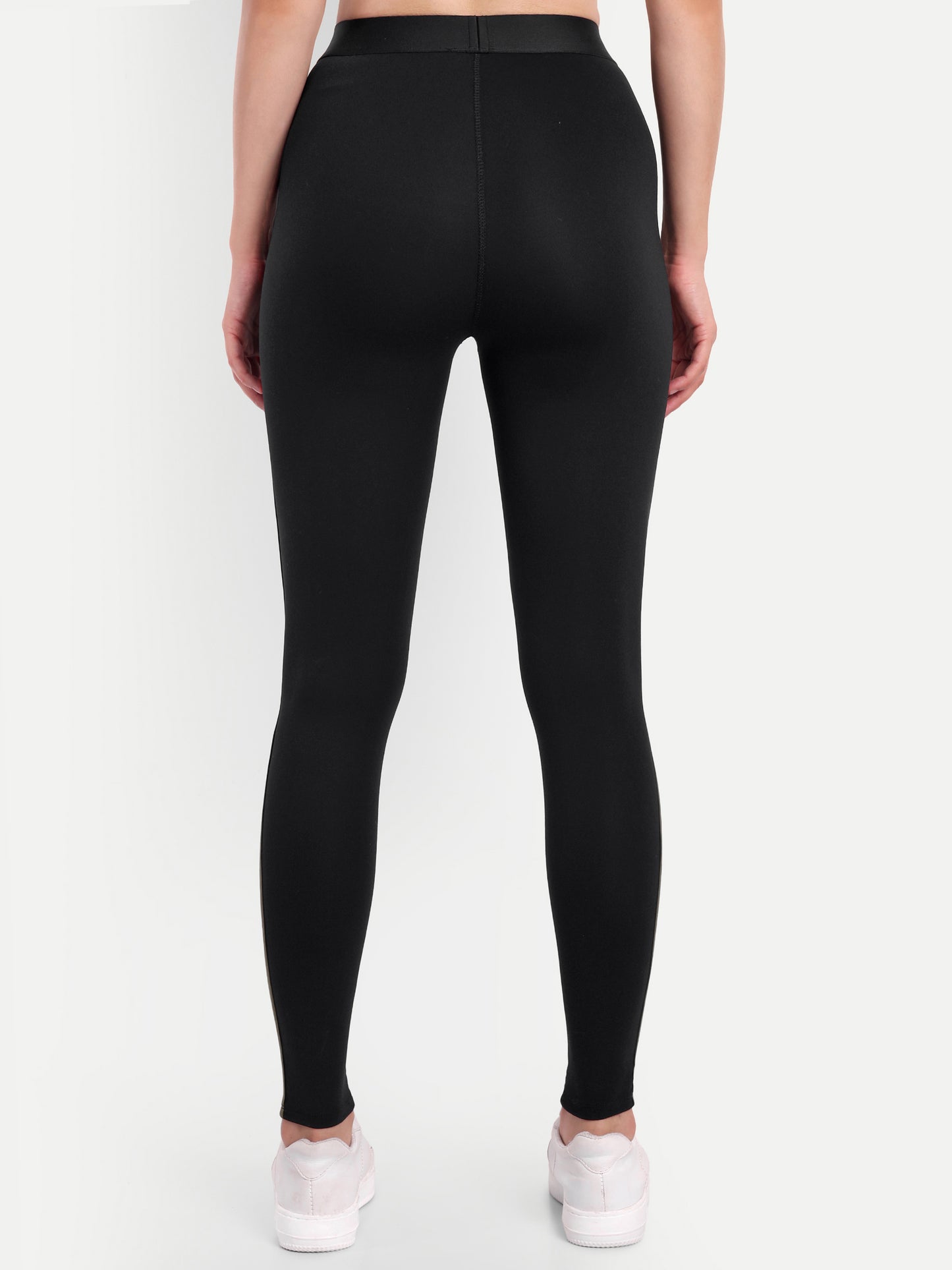 NAOMI OLIVE ACCENT HIGH WAISTED BLACK LEGGINGS