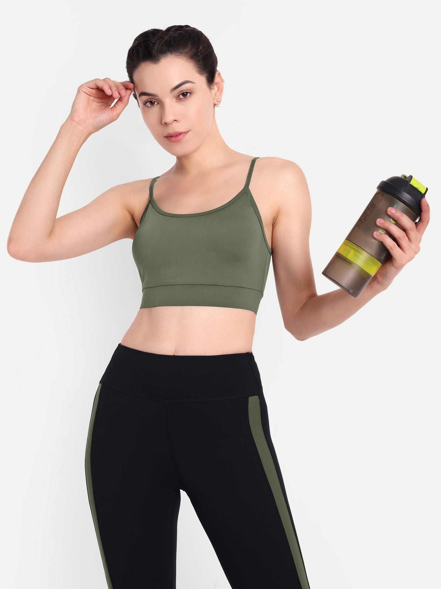 DEBBIE SPORTS BRA IN OLIVE GREEN