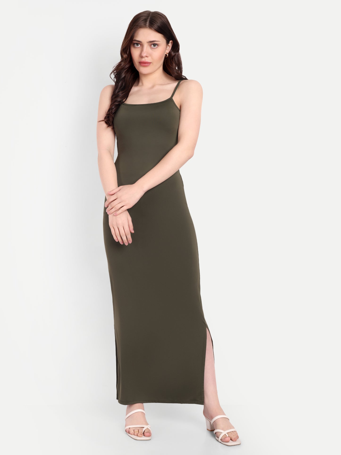 SOPHIA LOUNGE DRESS IN OLIVE GREEN