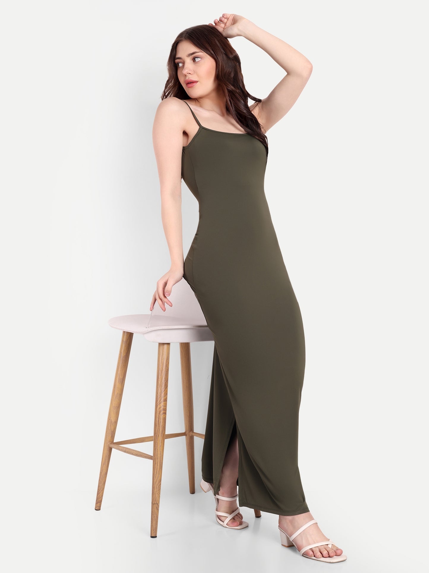 SOPHIA LOUNGE DRESS IN OLIVE GREEN