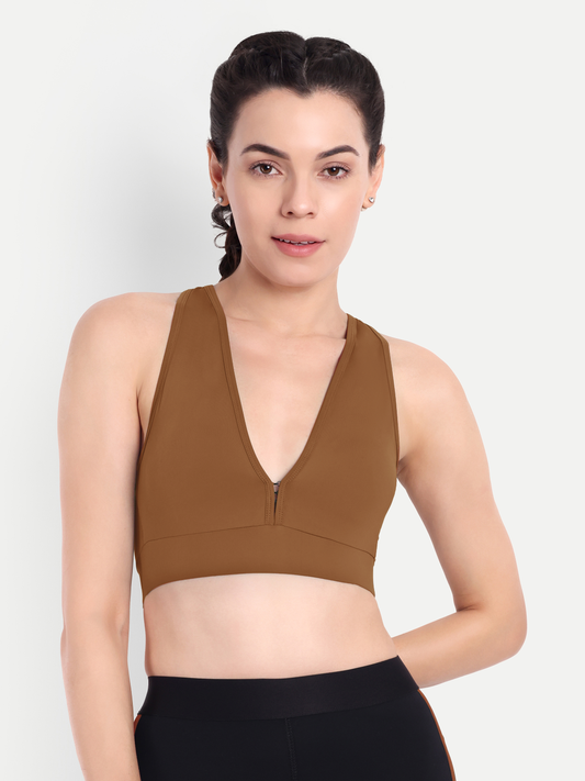 NATALIA SPORTS BRA IN CHOCOLATE BROWN