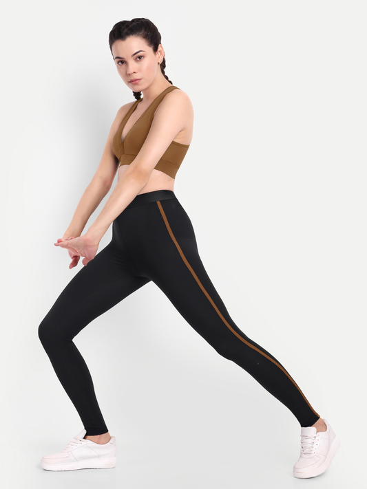 NAOMI BROWN ACCENT HIGH WAISTED BLACK LEGGINGS