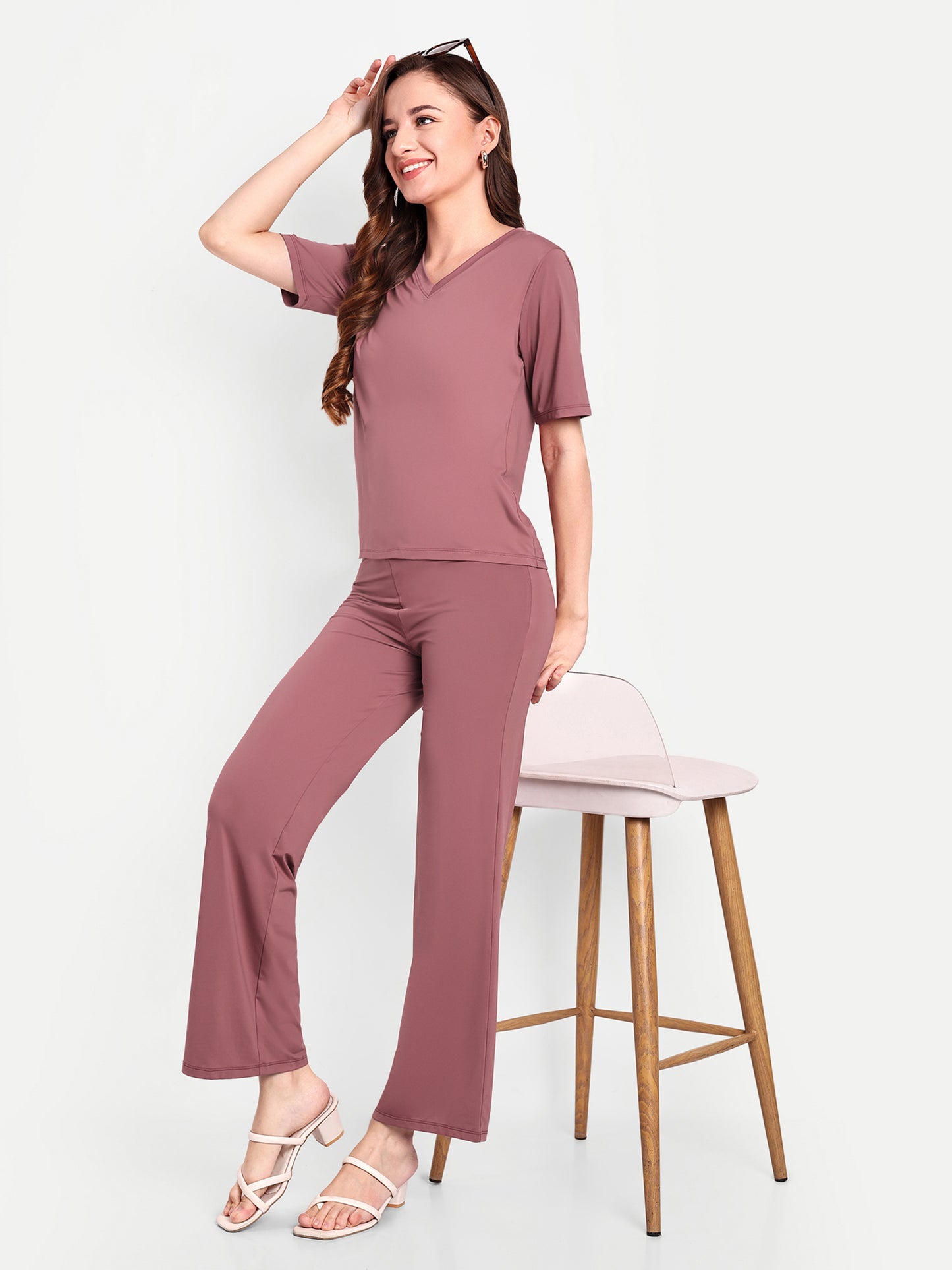 JULIA FLARED PANTS IN PINK ROSE