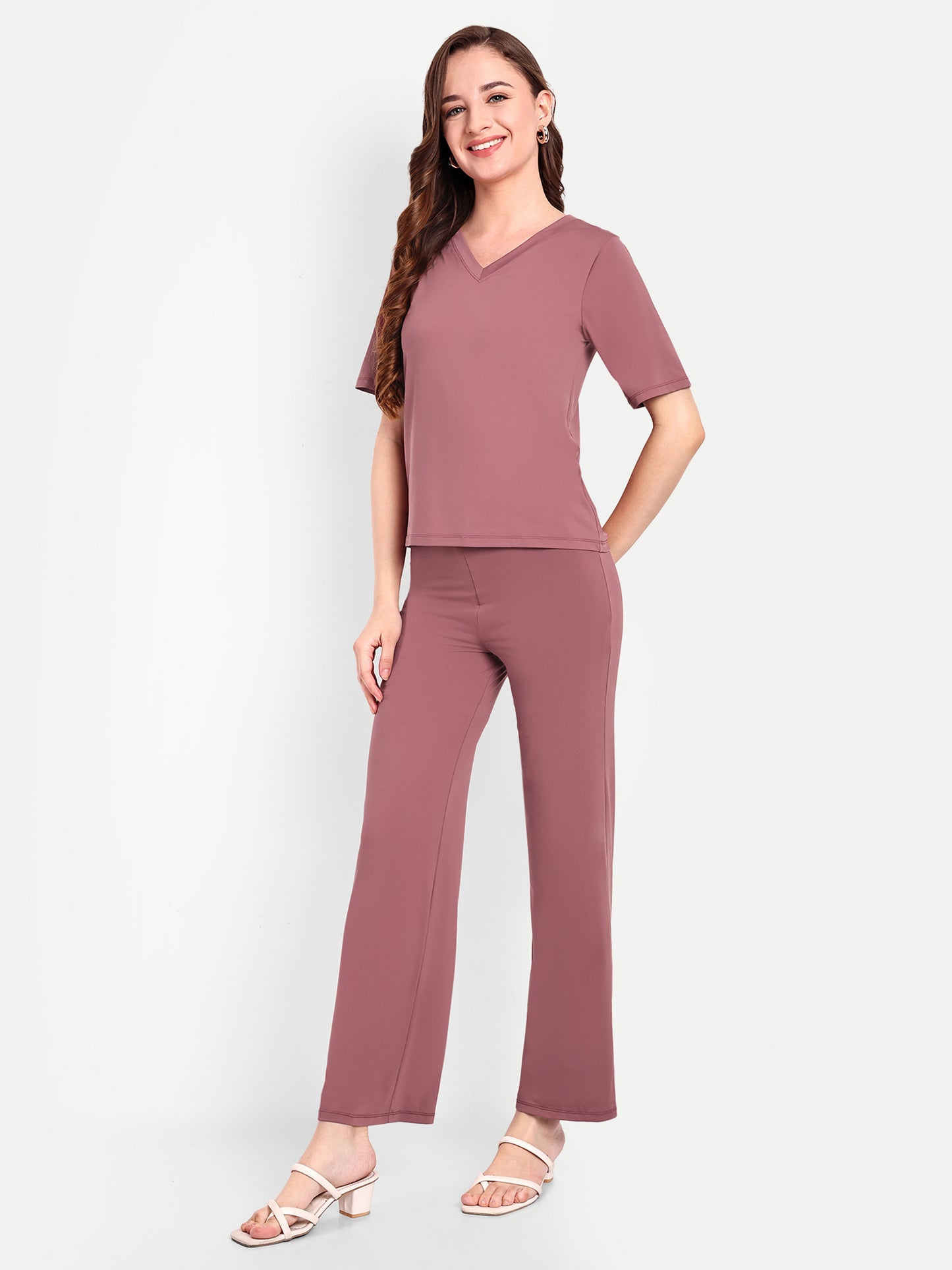 JULIA FLARED PANTS IN PINK ROSE