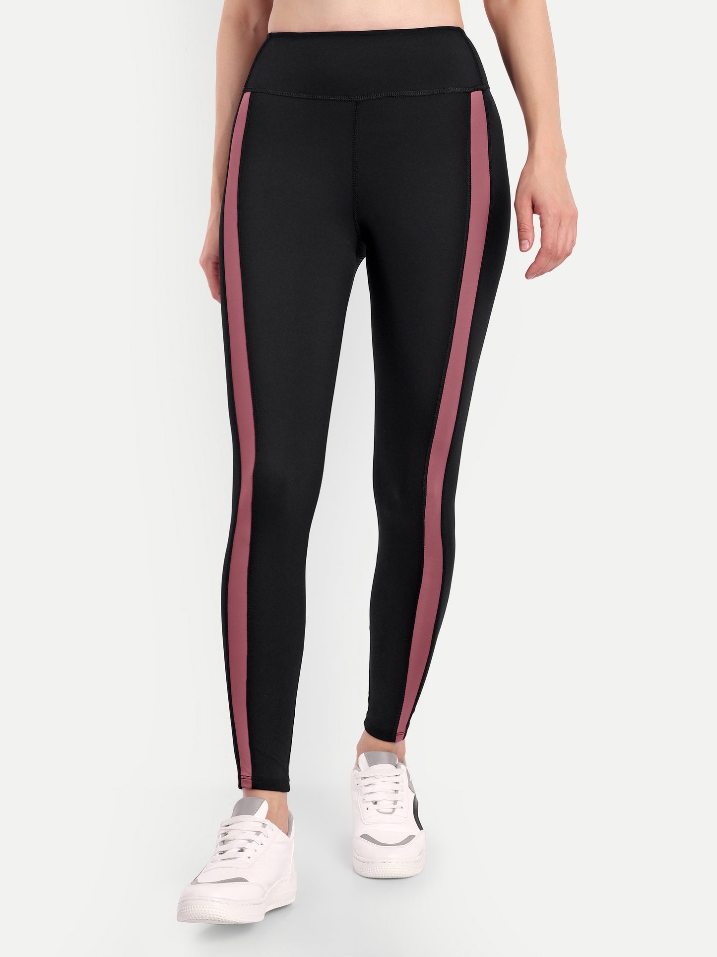 MARIA ROSE ACCENT HIGH WAISTED BLACK LEGGINGS