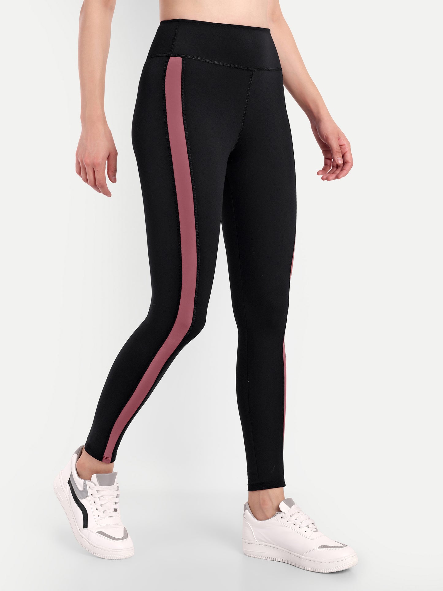 MARIA ROSE ACCENT HIGH WAISTED BLACK LEGGINGS