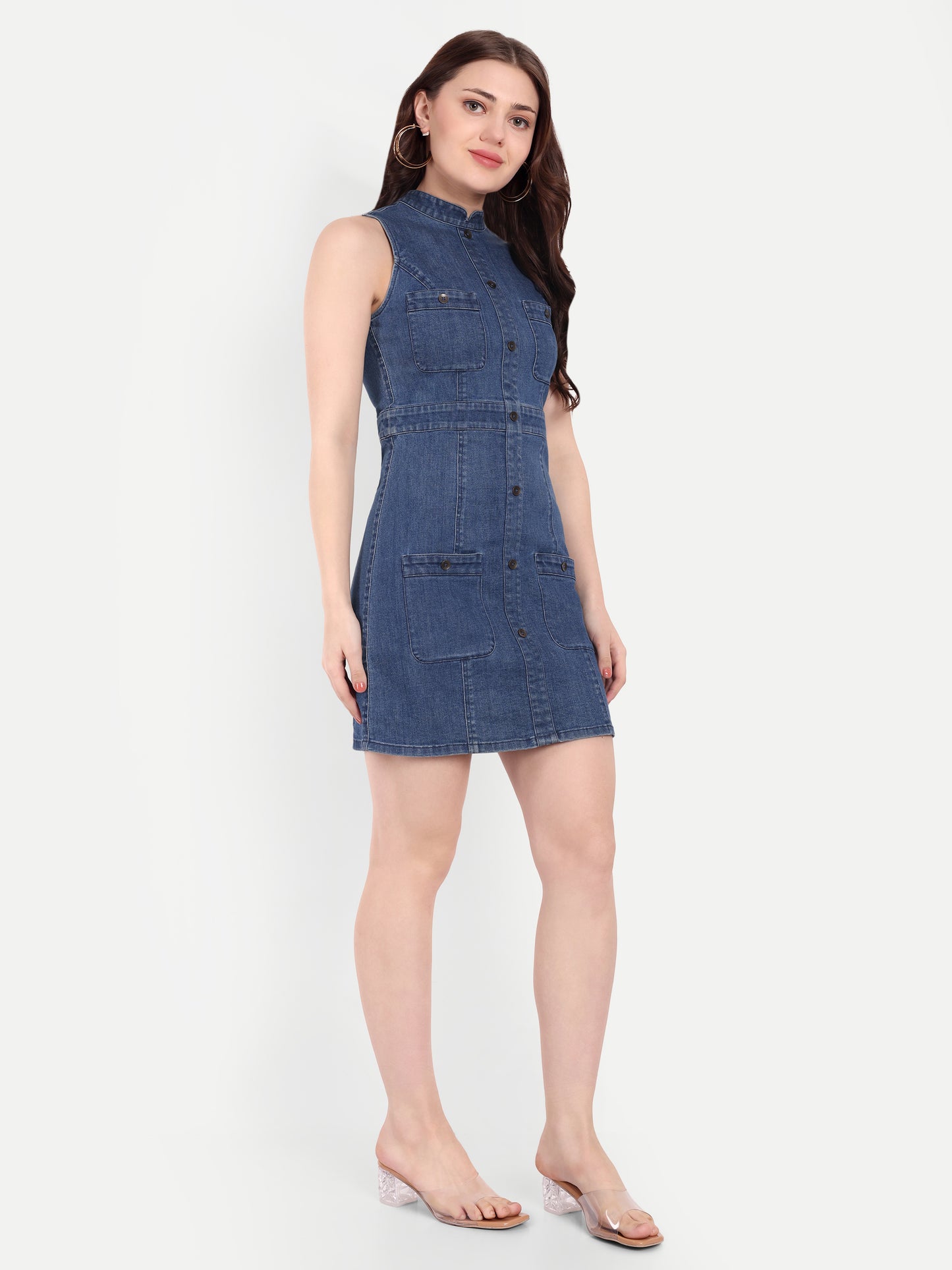 ROSETTE DENIM DRESS