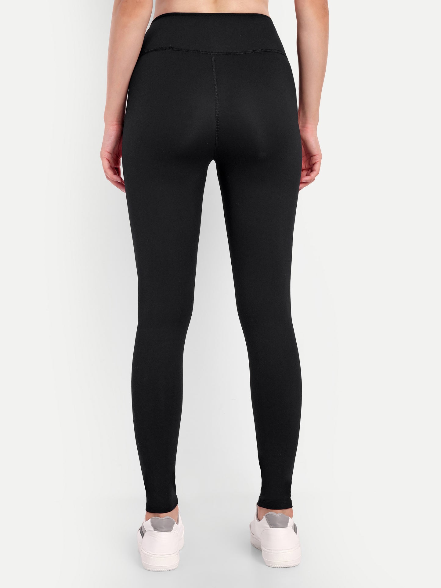 MARIA RED ACCENT HIGH WAISTED BLACK LEGGINGS