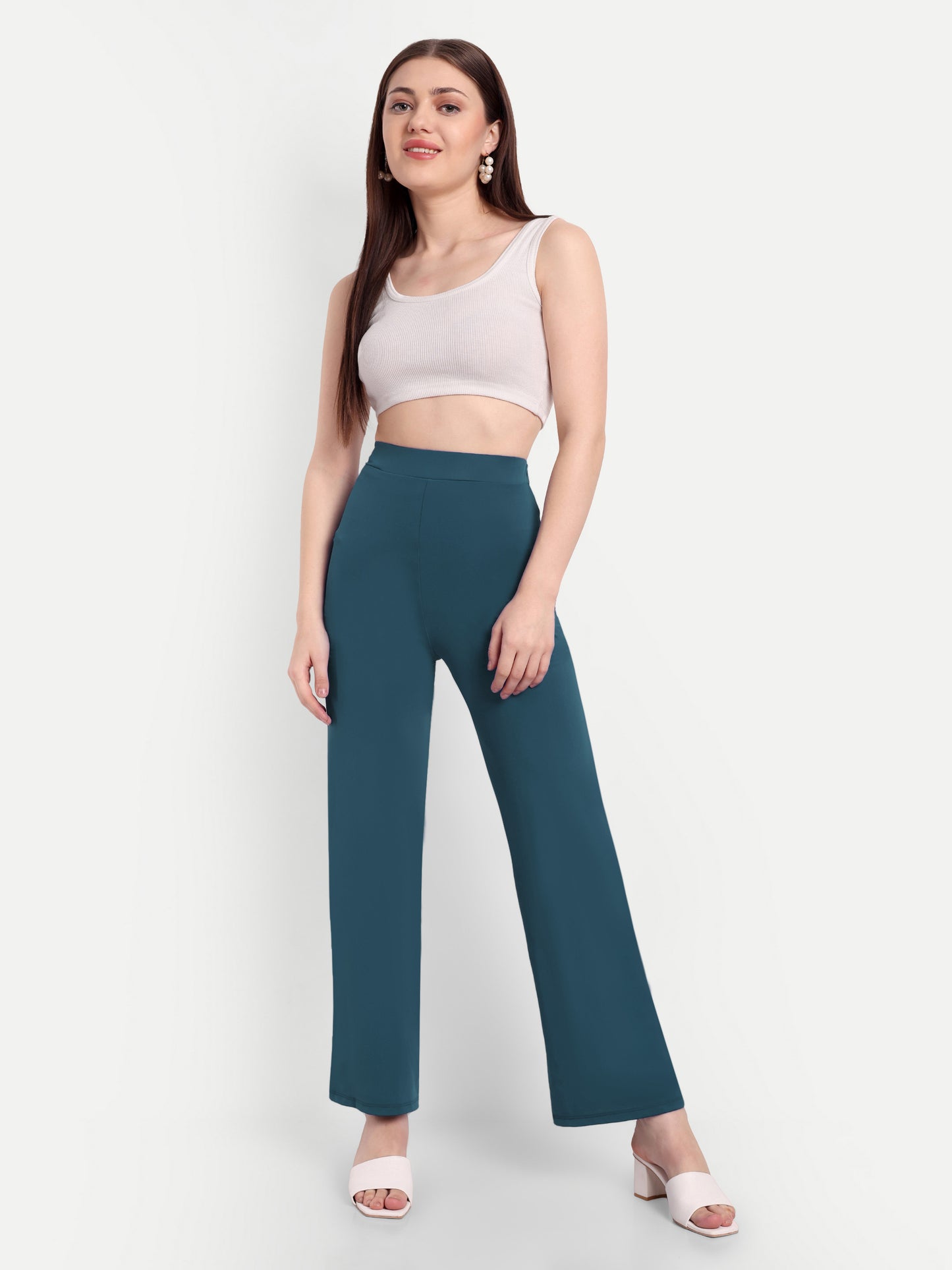 JULIA FLARED PANTS IN TEAL BLUE