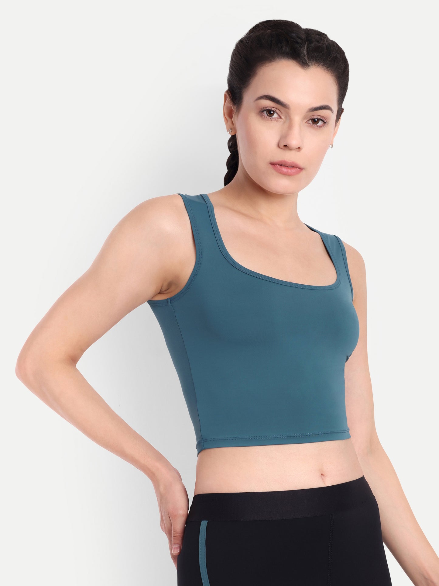 FLEUR CROP TOP IN TEAL BLUE