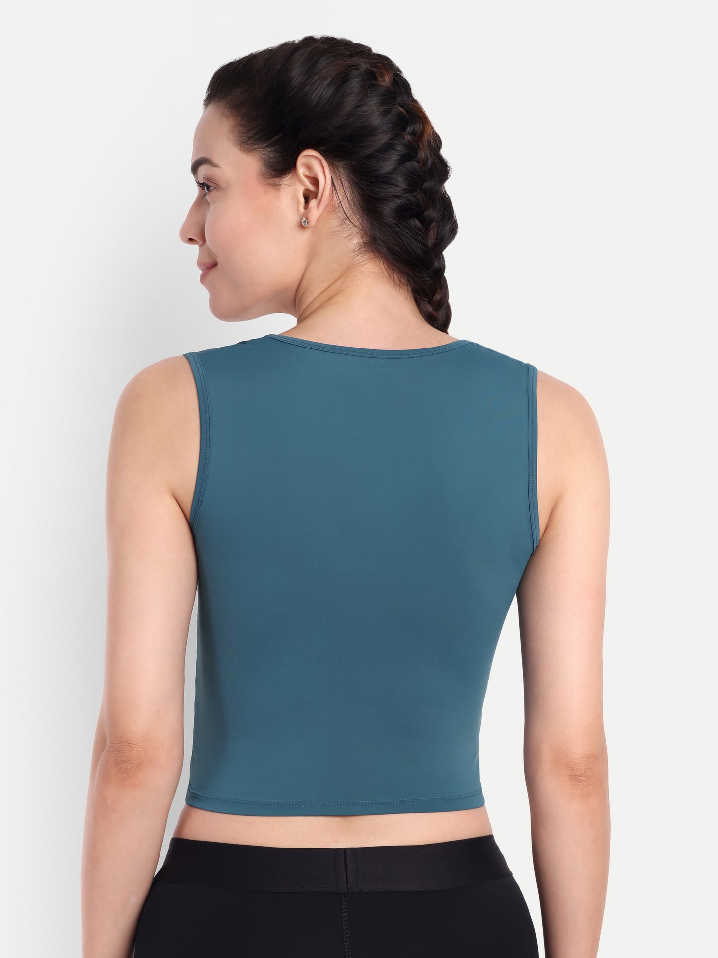 FLEUR CROP TOP IN TEAL BLUE